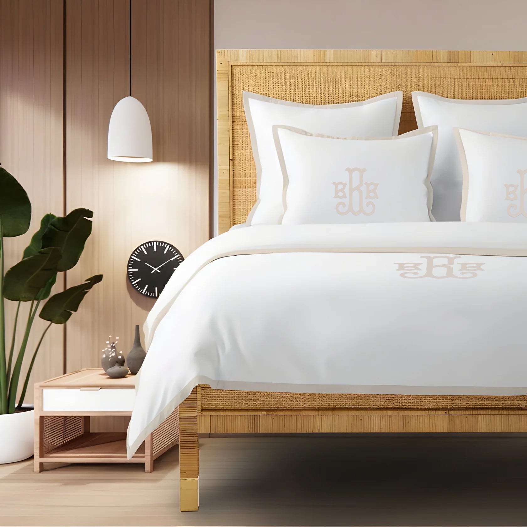 Monogram 400TC Cotton Sateen Edge Border Frame Duvet Cover set
