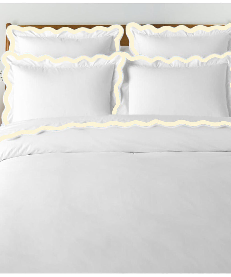 400TC Applique Scalloped Embroidery Cotton Duvet Cover Set