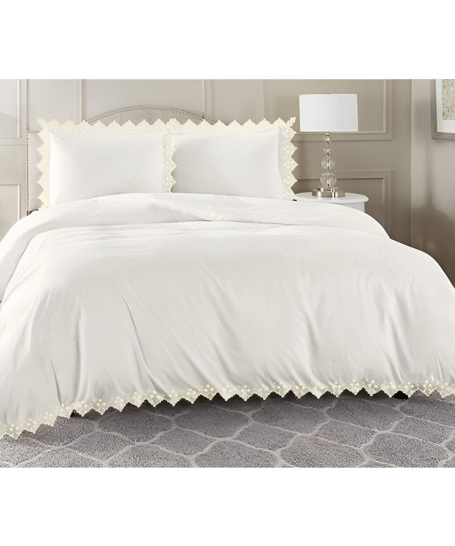 Elegant Flower Embroidered Duvet Cover Set