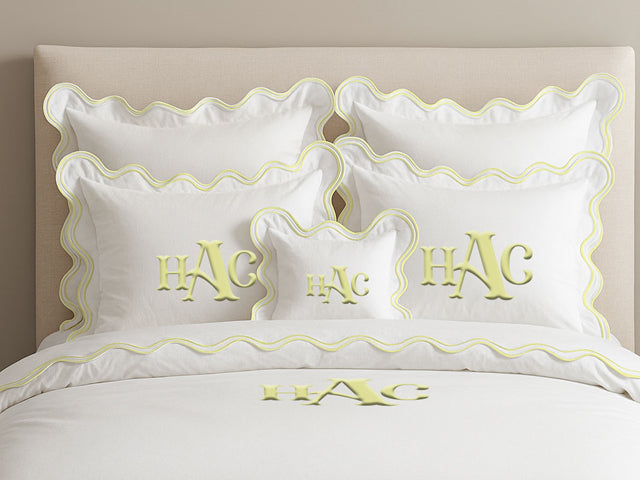 Monogram Cotton Luxurious Double Scallop Duvet Cover