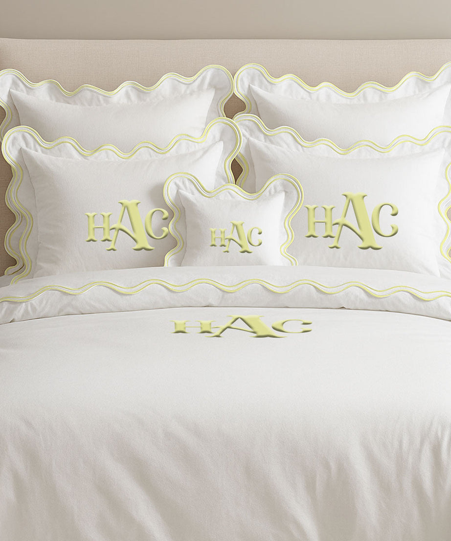 Monogram Cotton Luxurious Double Scallop Duvet Cover