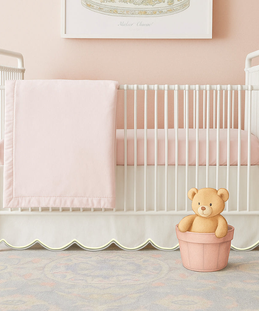 Scallop Embroidery Cotton Crib Skirt
