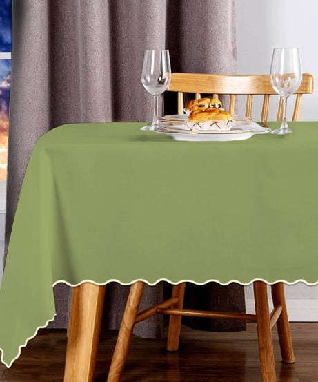 Scallop Embroidery Sateen Cotton Solid Table Cloth - Sage