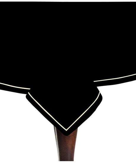 Single Embroidery Border Sateen Cotton Solid Table Cloth - Black