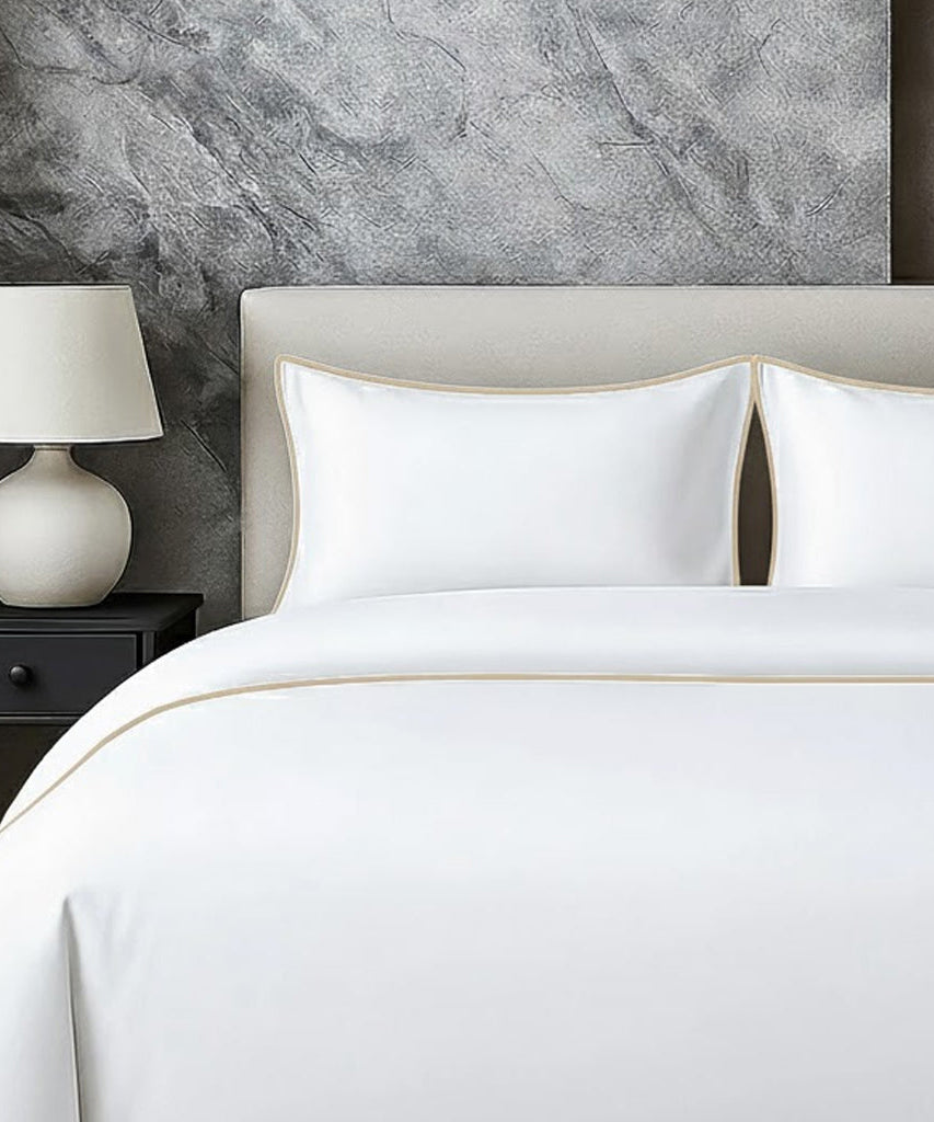 400 TC 100% Tencel Soft Silk Piping Duvet Cover Set