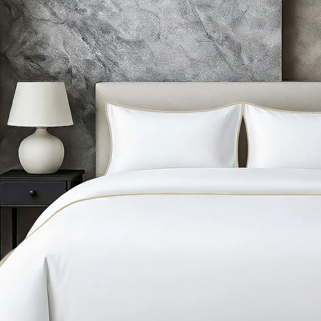 400 TC 100% Tencel Soft Silk Piping Duvet Cover Set