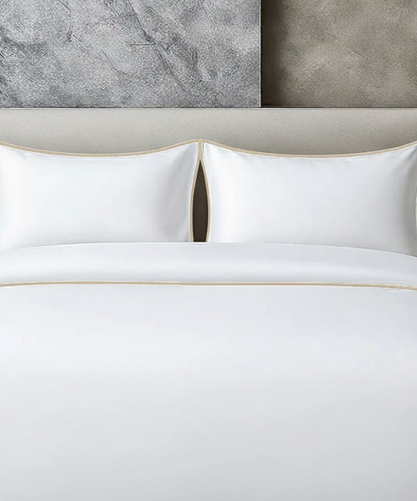 400 TC 100% Tencel Soft Silk Piping Duvet Cover Set