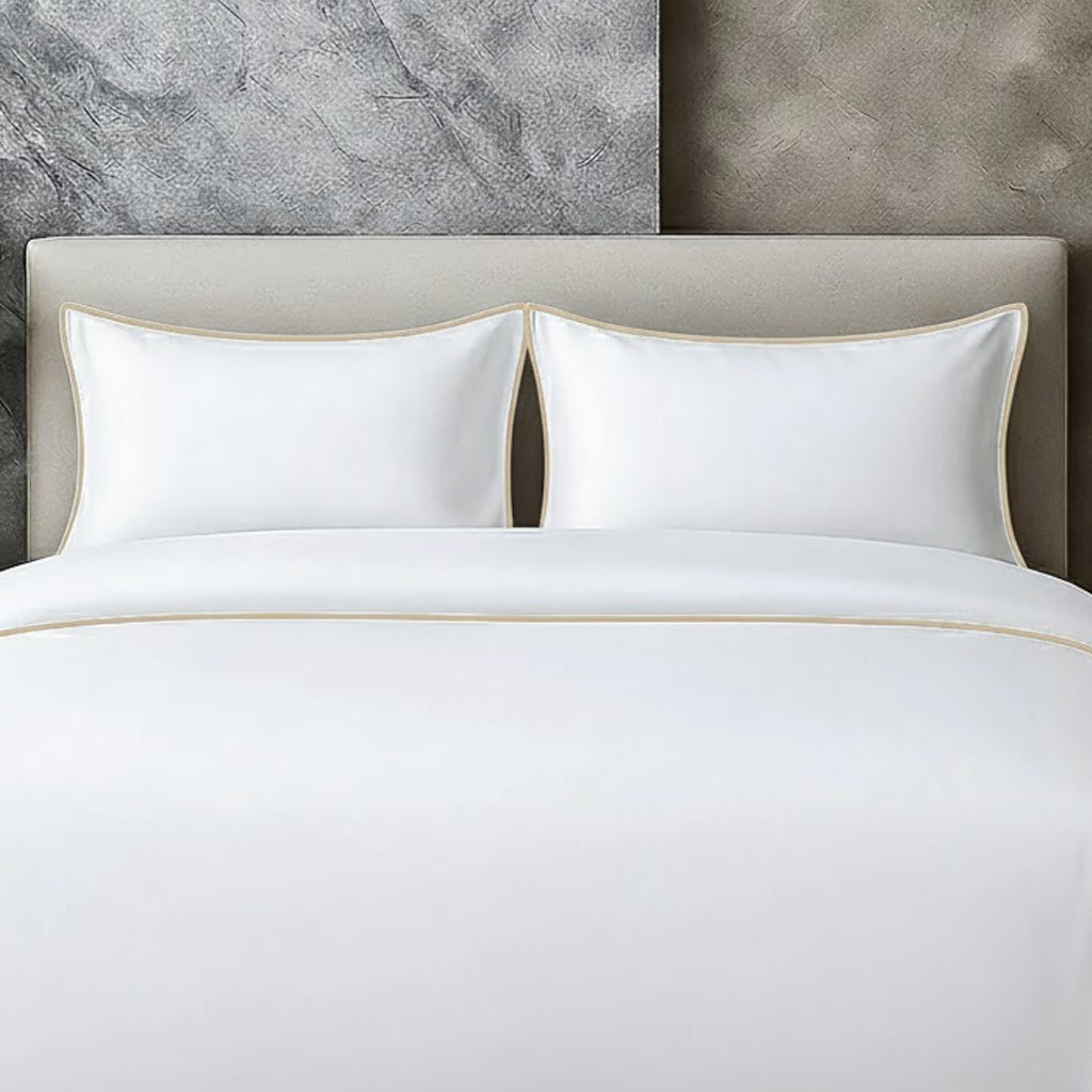 400 TC 100% Tencel Soft Silk Piping Duvet Cover Set