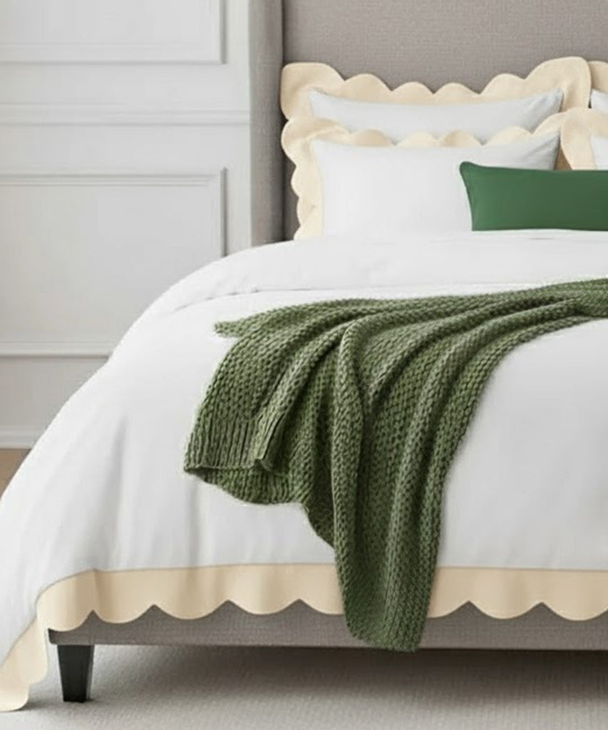 Wavy Applique Embroidery Cotton Duvet Cover Set