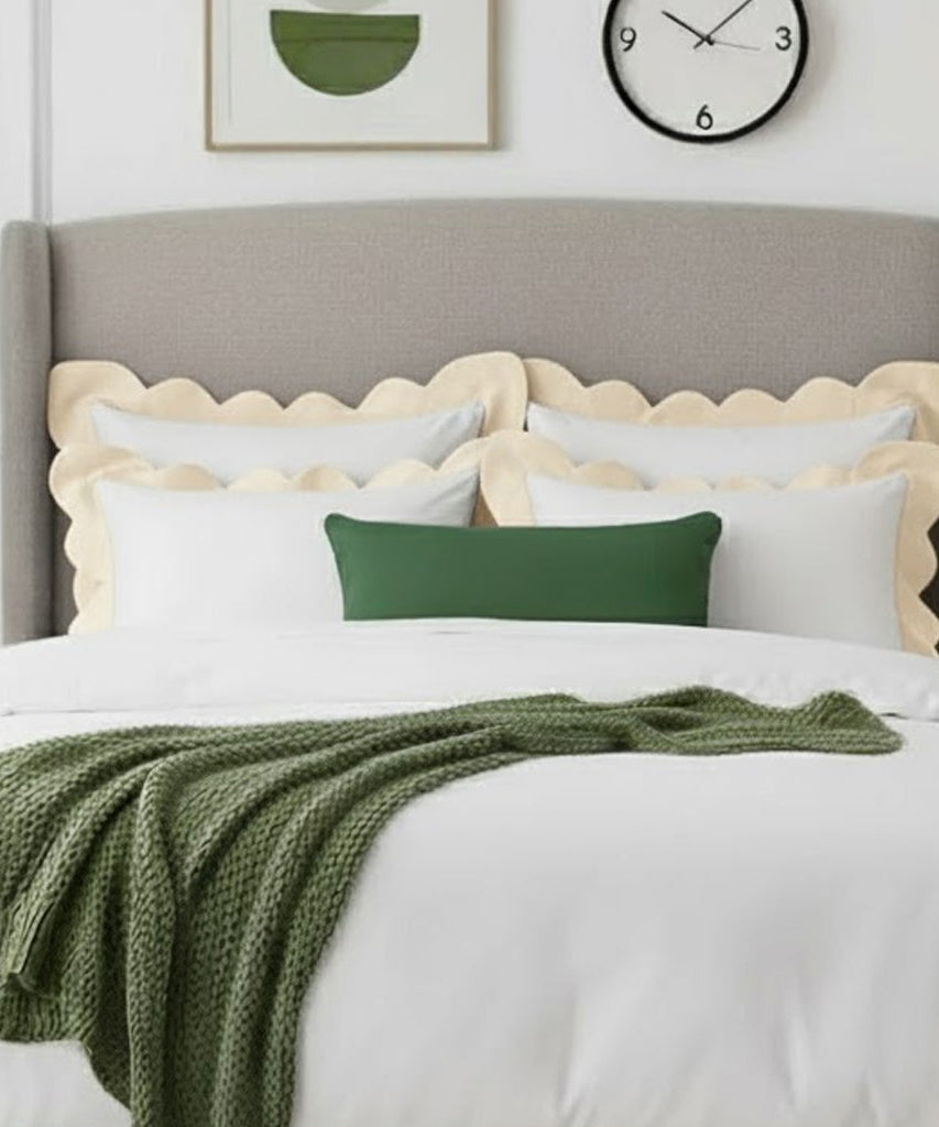 Wavy Applique Embroidery Cotton Duvet Cover Set