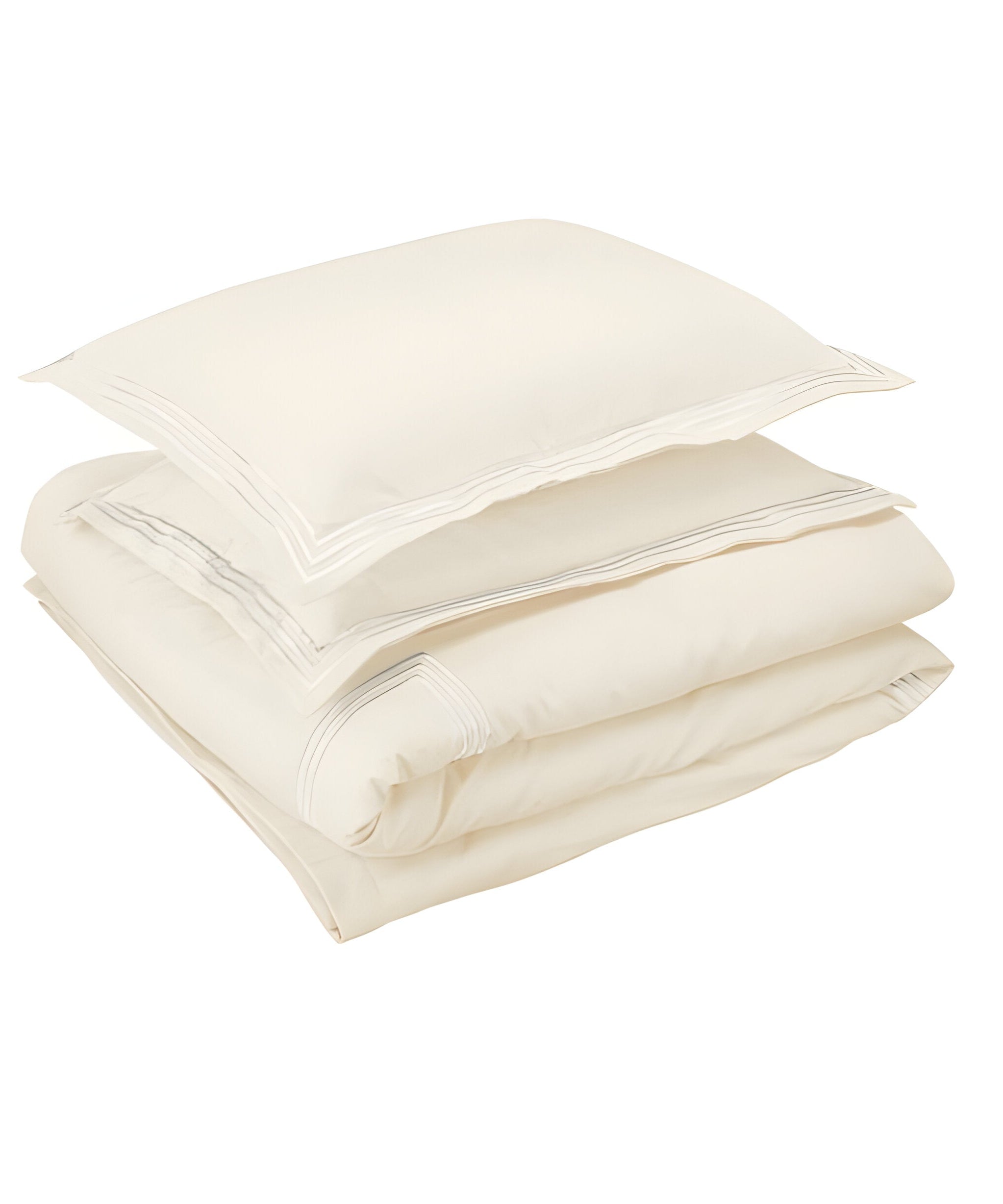 400TC Cotton Luxurious Triple Embroidery Sateen Solid Duvet Cover Set