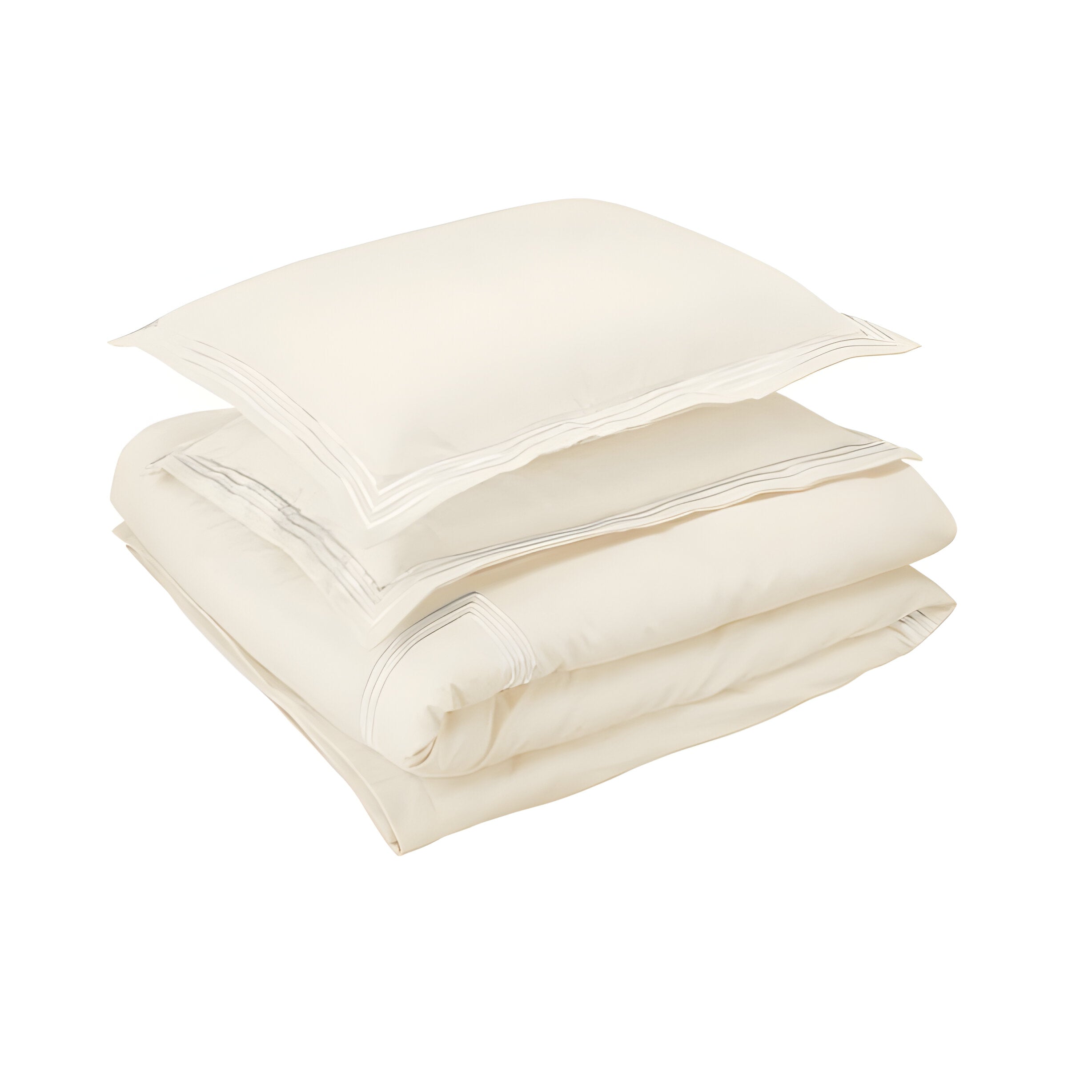 400TC Cotton Luxurious Triple Embroidery Sateen Solid Duvet Cover Set
