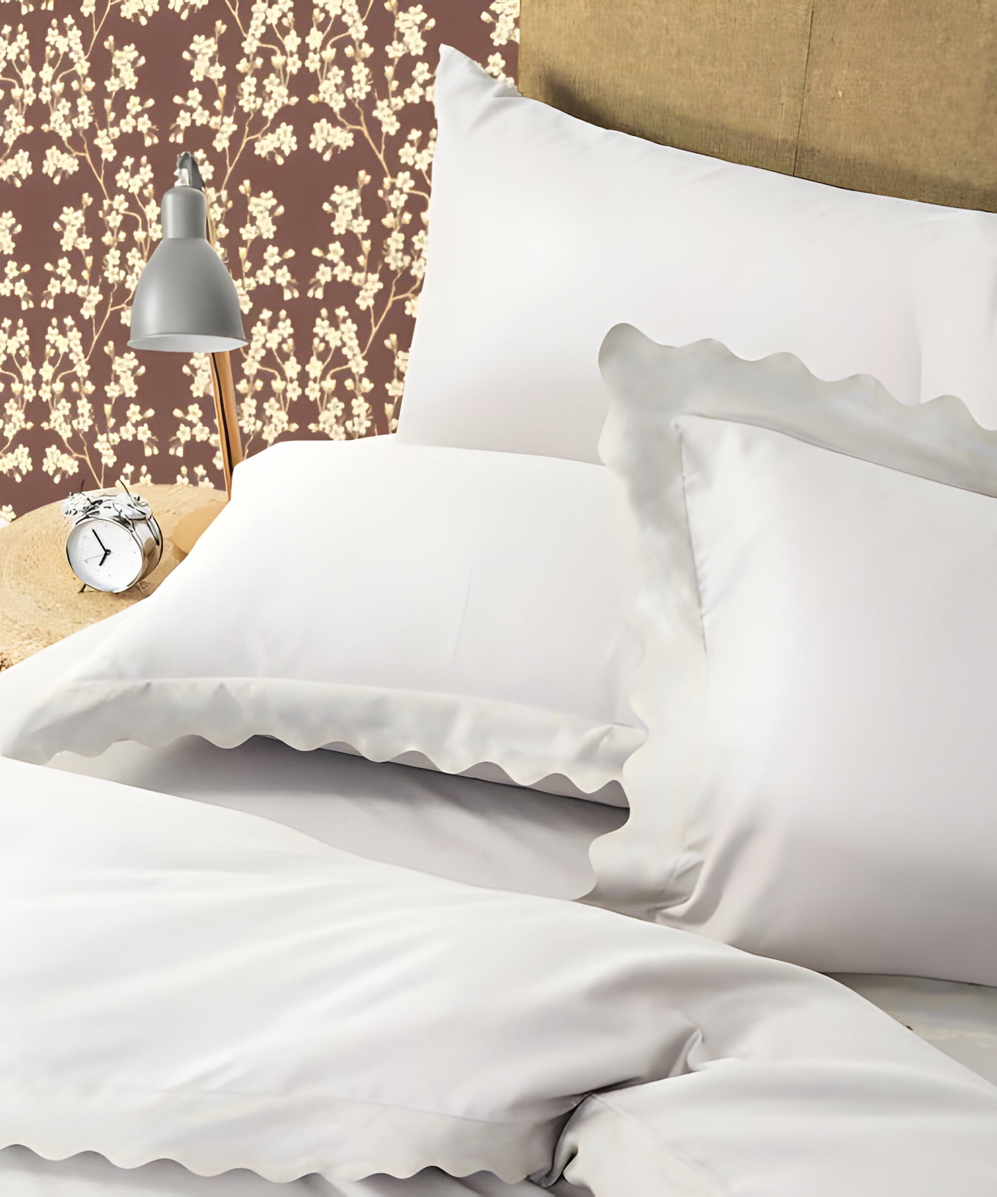 400TC Cotton Sateen Double Scallop Embroidery Duvet Cover Set
