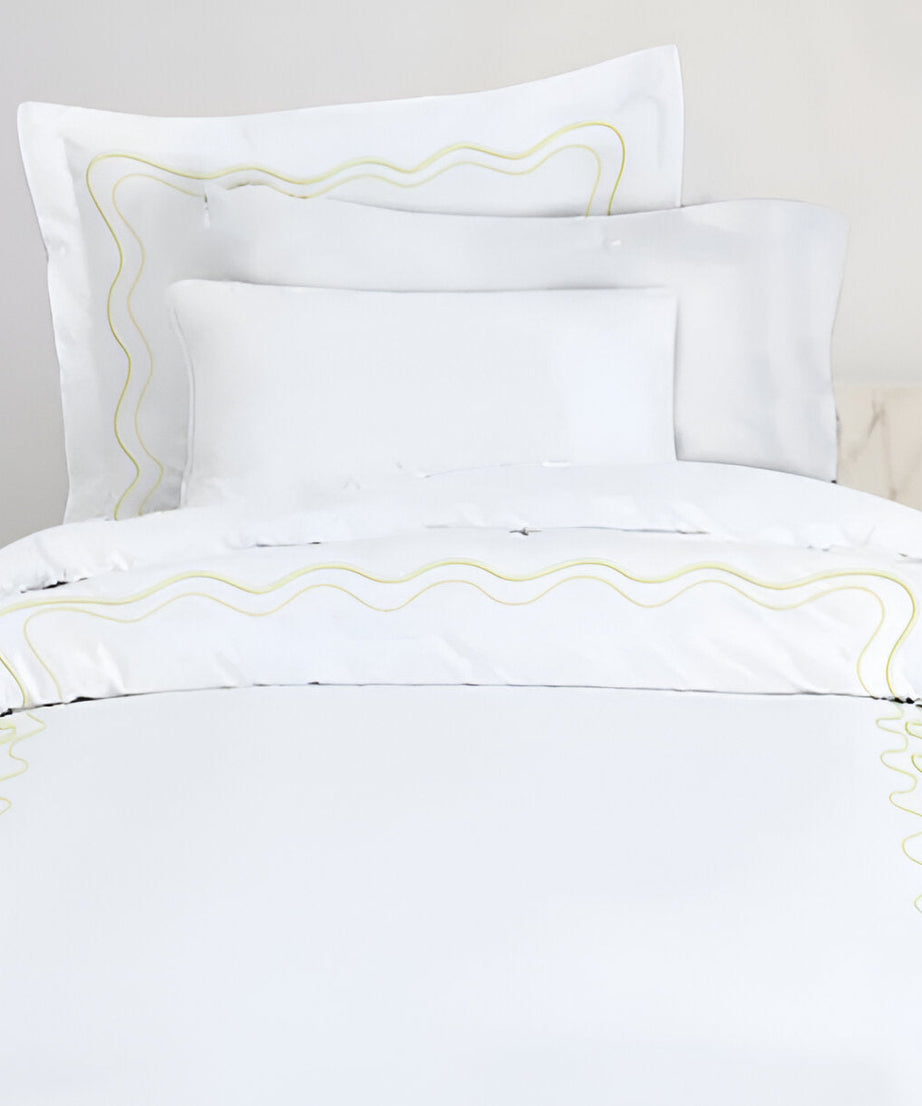 Double Wavy Embroidered Cotton Duvet Cover Set