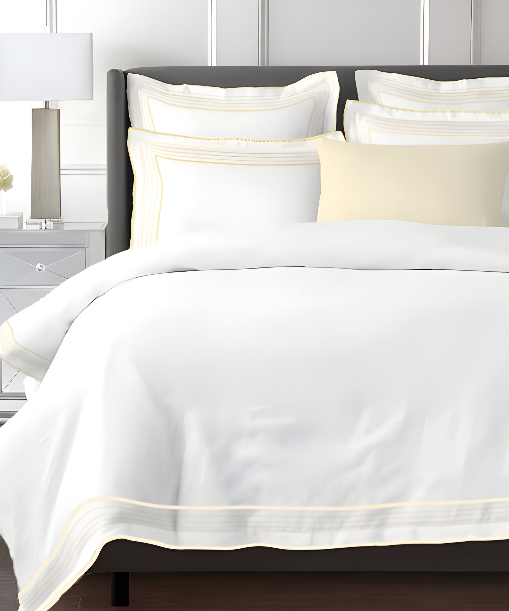 Smart Border 400TC Cotton Embroidery Sateen Solid Duvet Cover Set