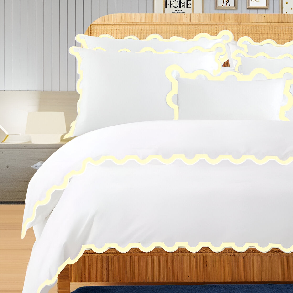 400TC U Shape Applique Embroidery Cotton Duvet Cover Set