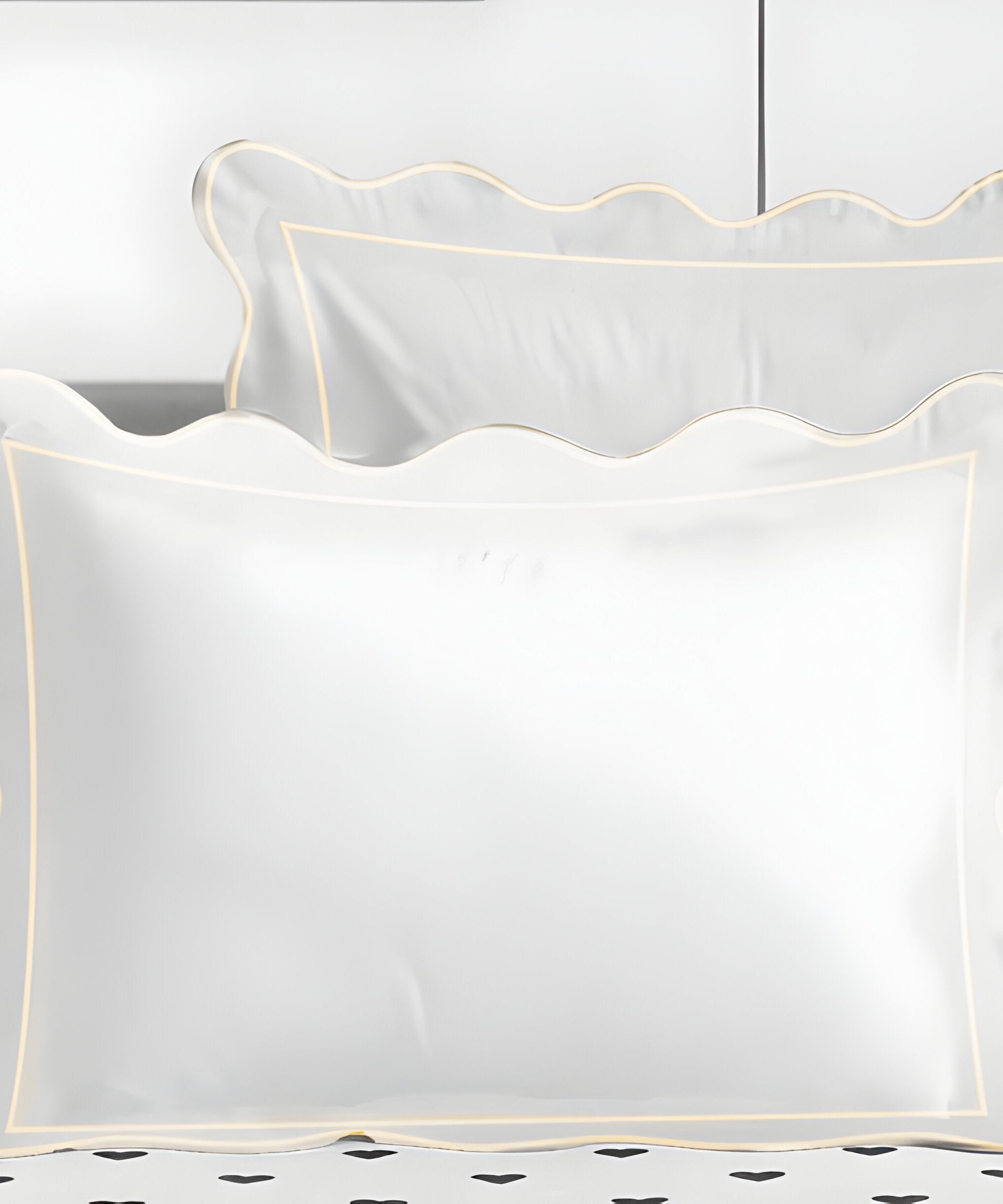 400TC Cotton Scallop Embroidery & Border Sateen Solid Duvet Cover Set