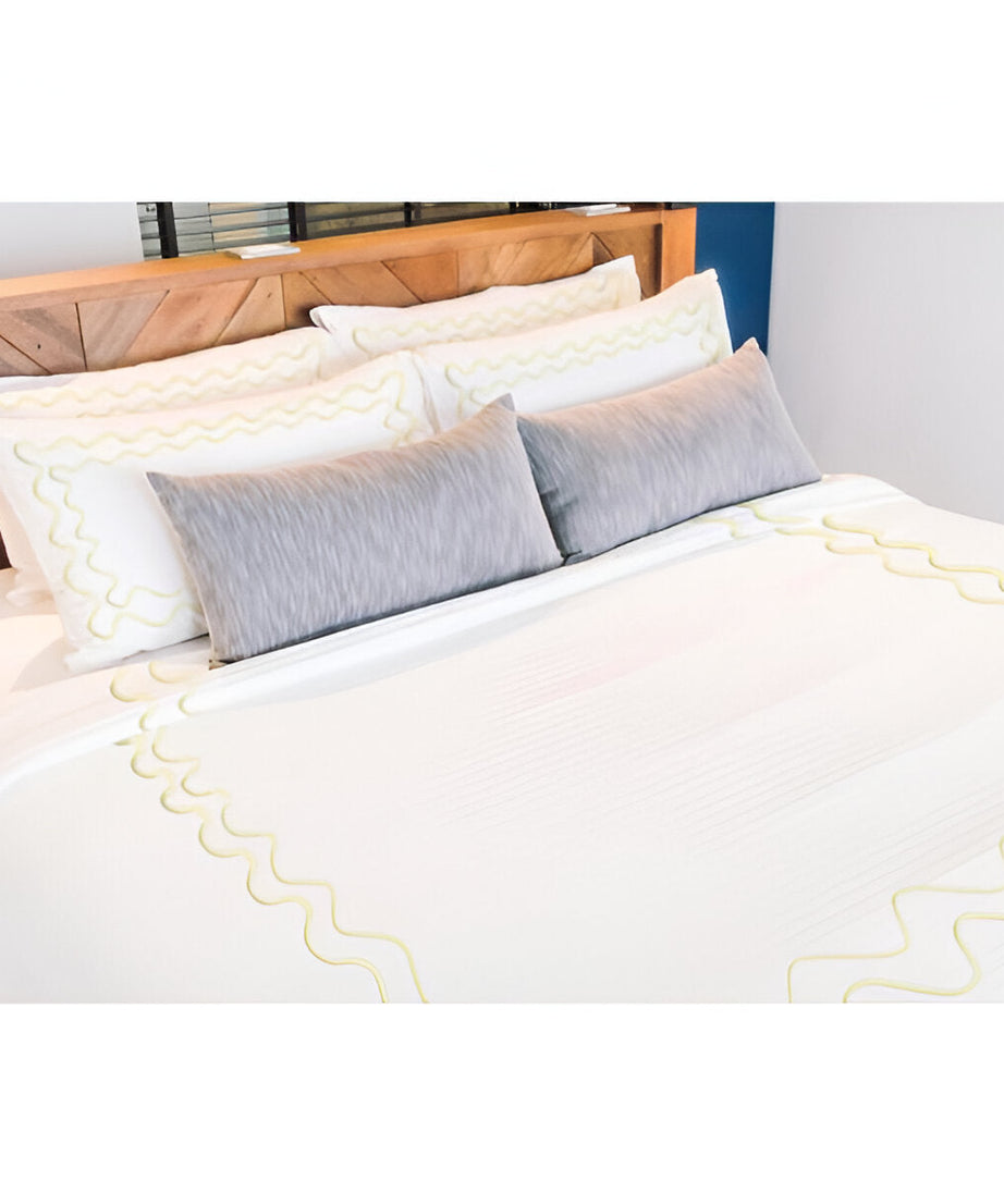 Double Wavy Embroidered Cotton Duvet Cover Set