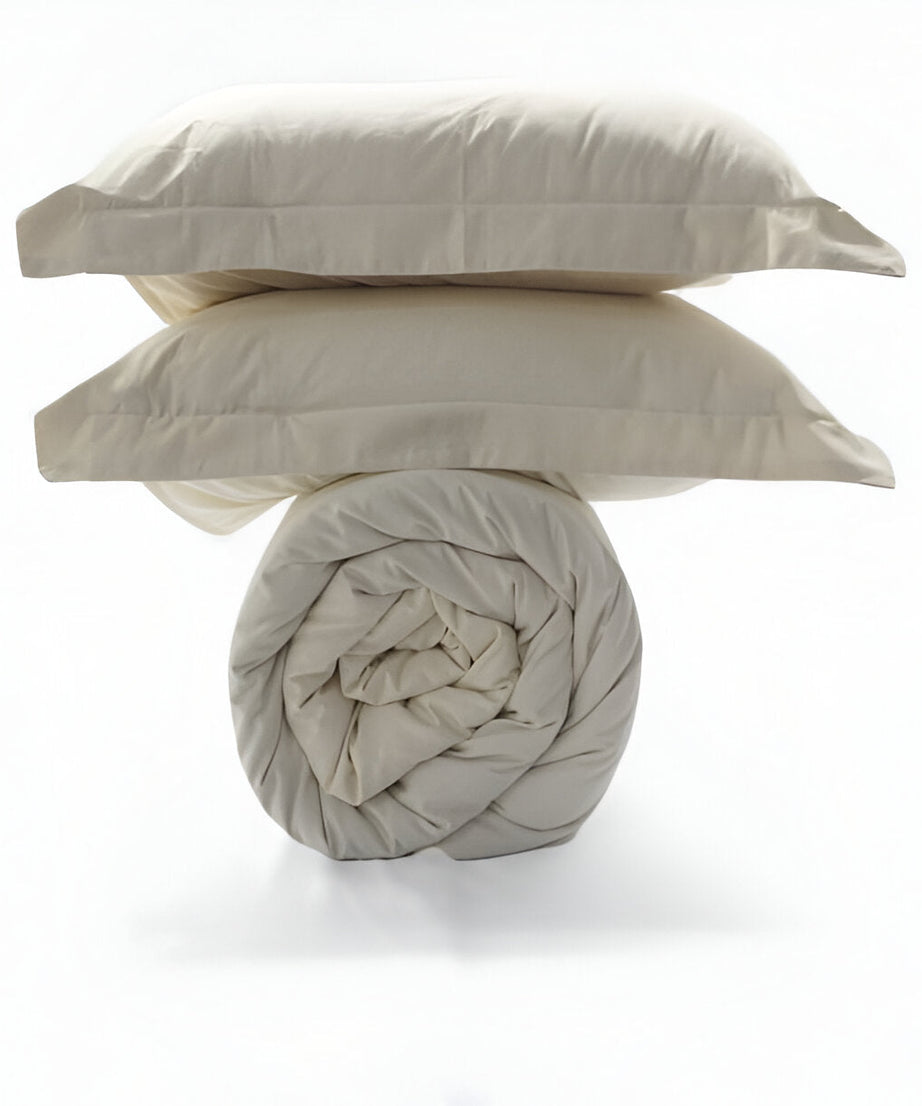 400TC Sateen Solid Cotton Round Duvet Cover Set