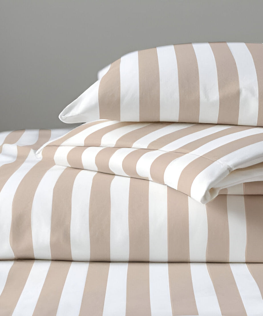 400TC Stripe Border Frame Cotton Sateen Duvet Cover Set