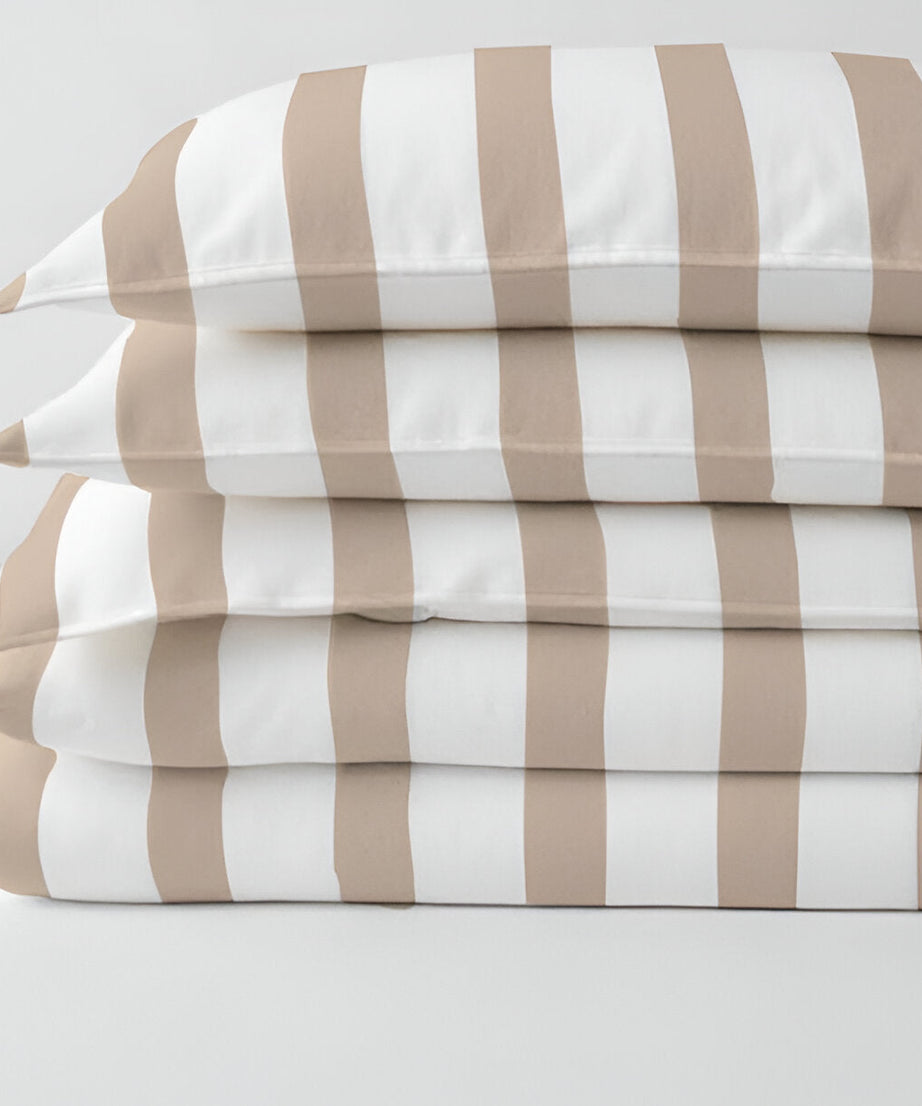 400TC Stripe Border Frame Cotton Sateen Duvet Cover Set