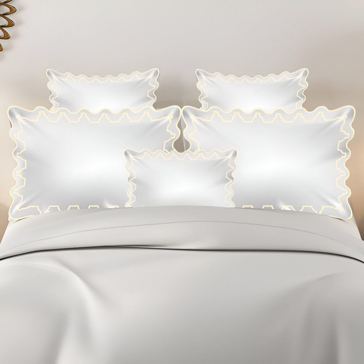 Imaginary Scallop 400TC Cotton Embroidery Sateen Solid Duvet Cover Set