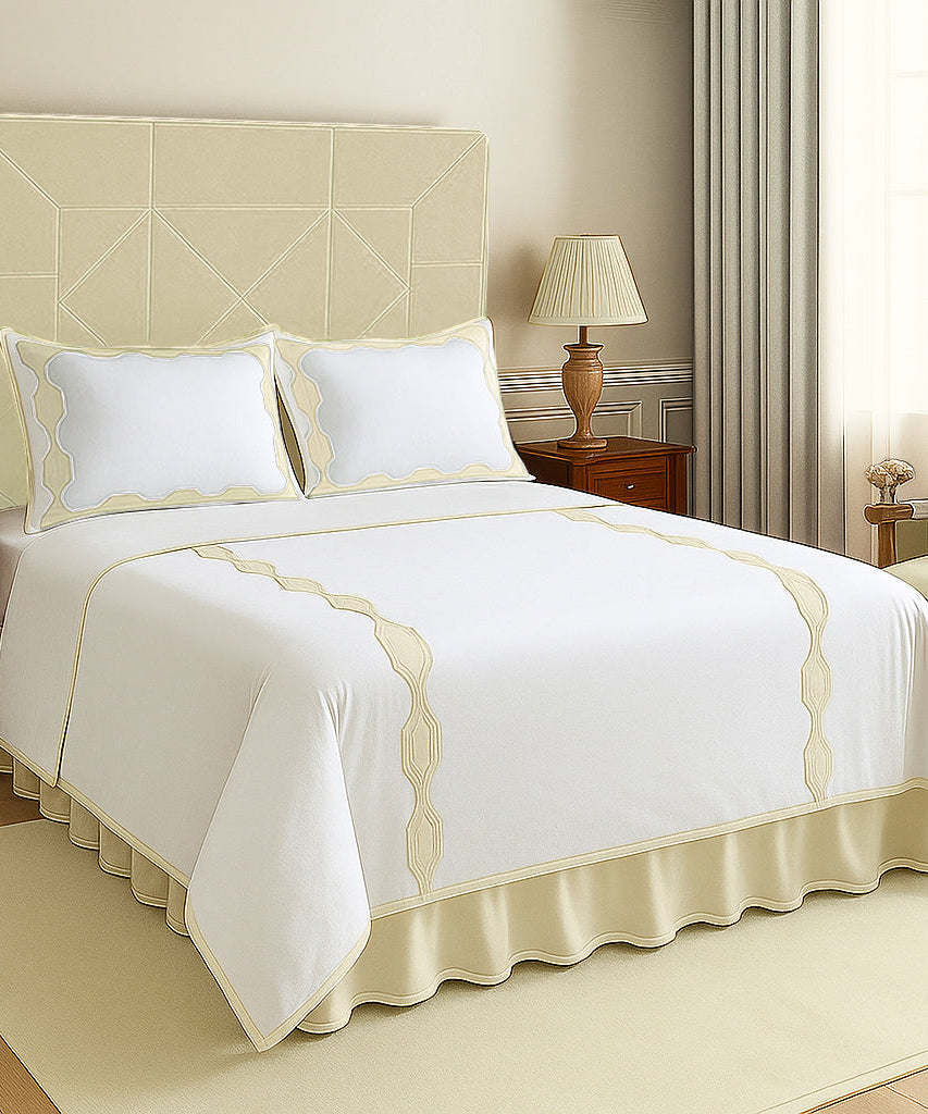 Hexagonal Applique Border Cotton Duvet Cover Set