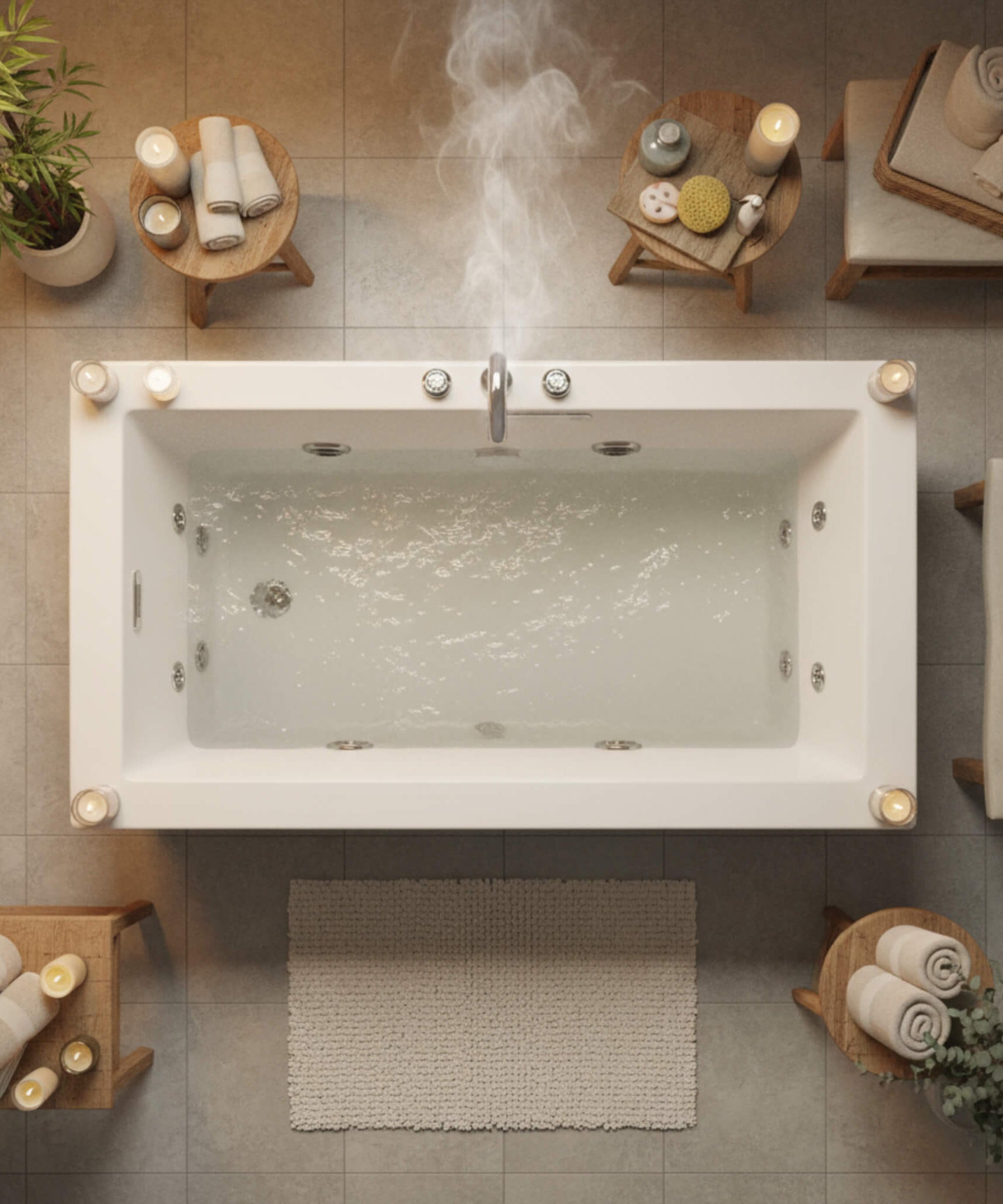 Jacuzzi Elara 72-Inch Rectangle Acrylic Drop-In Whirlpool Bath [JELA7236WLR2XX] (SAK18546)