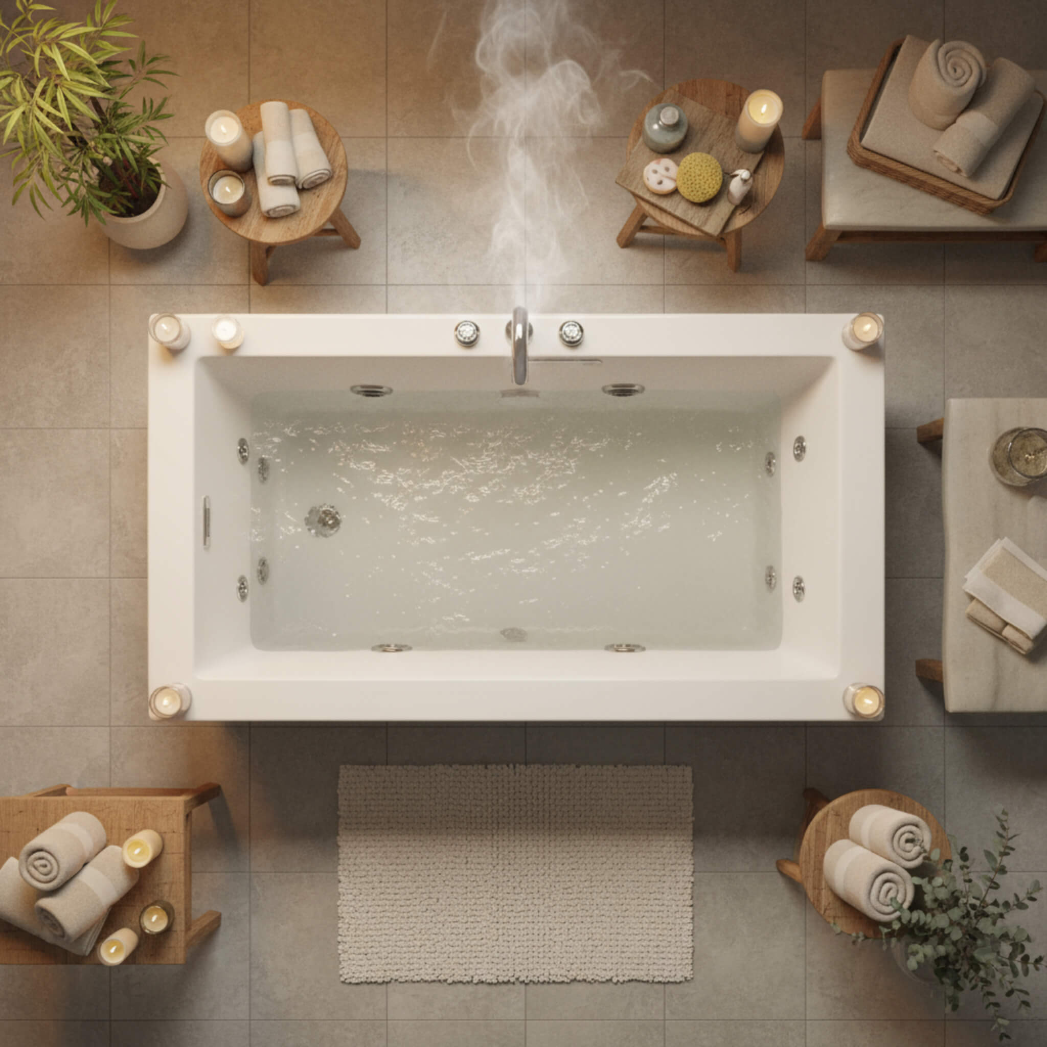 Jacuzzi Elara 72-Inch Rectangle Acrylic Drop-In Whirlpool Bath [JELA7236WLR2XX] (SAK18546)