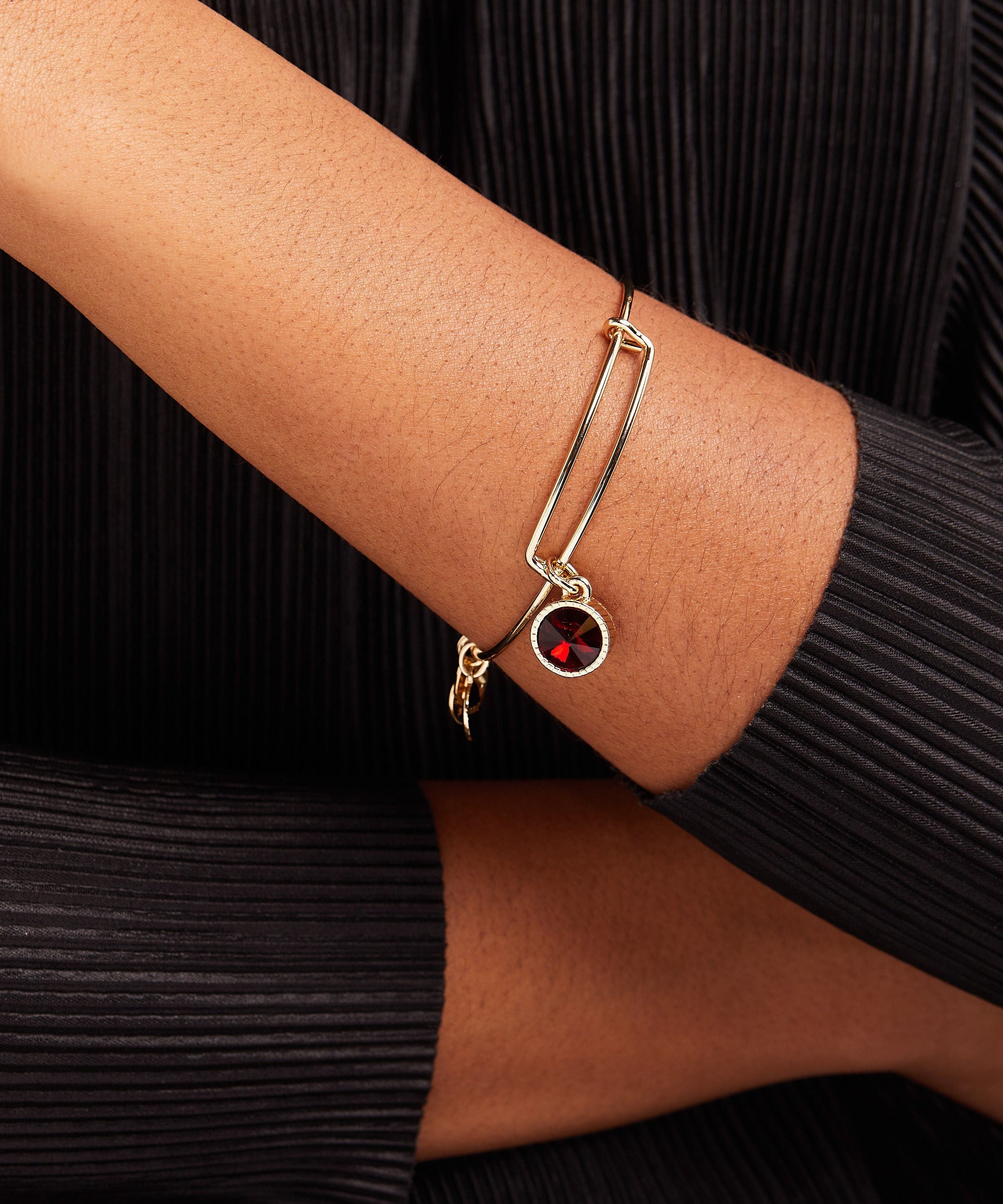 January Birthstone Charm Bangle, Scarlet