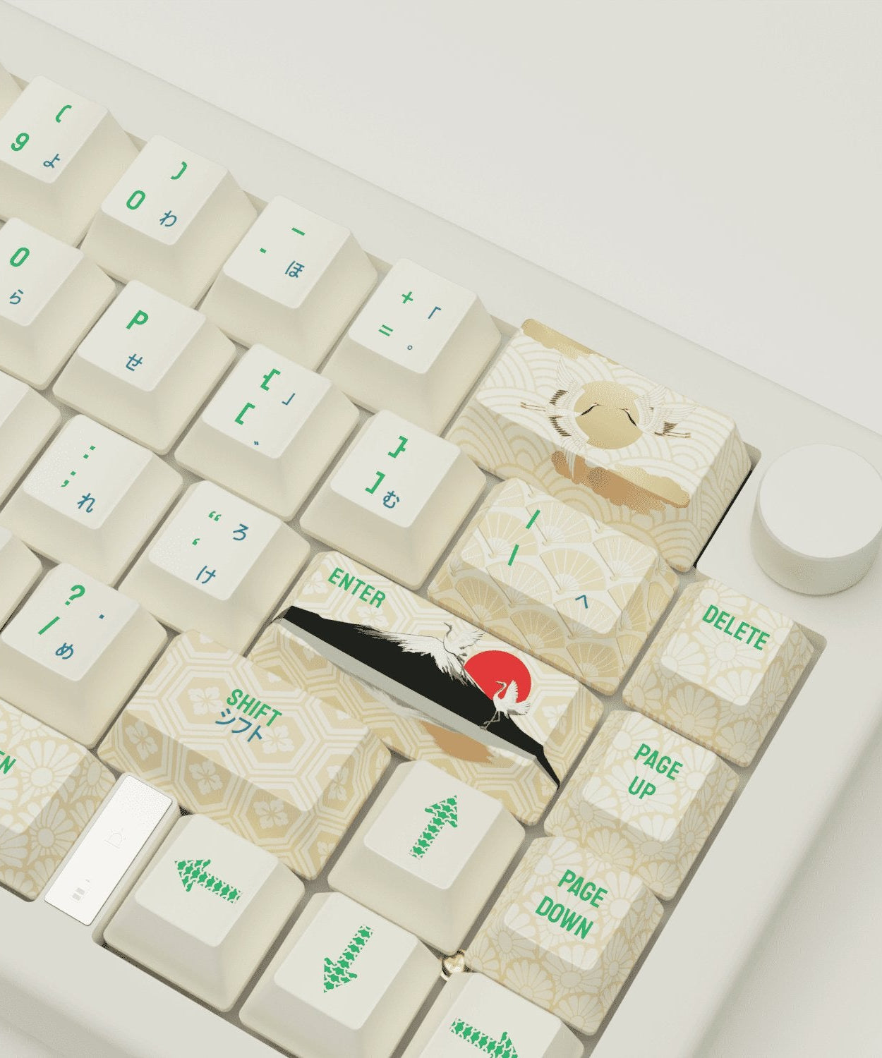Japanese Crane Design Keycaps and Mechanical Keyboard