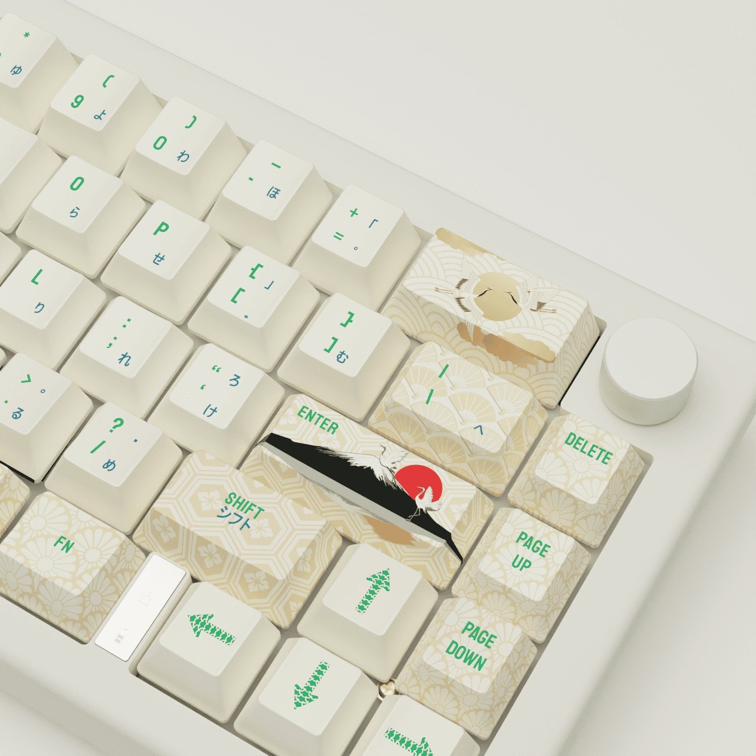 Japanese Crane Design Keycaps and Mechanical Keyboard