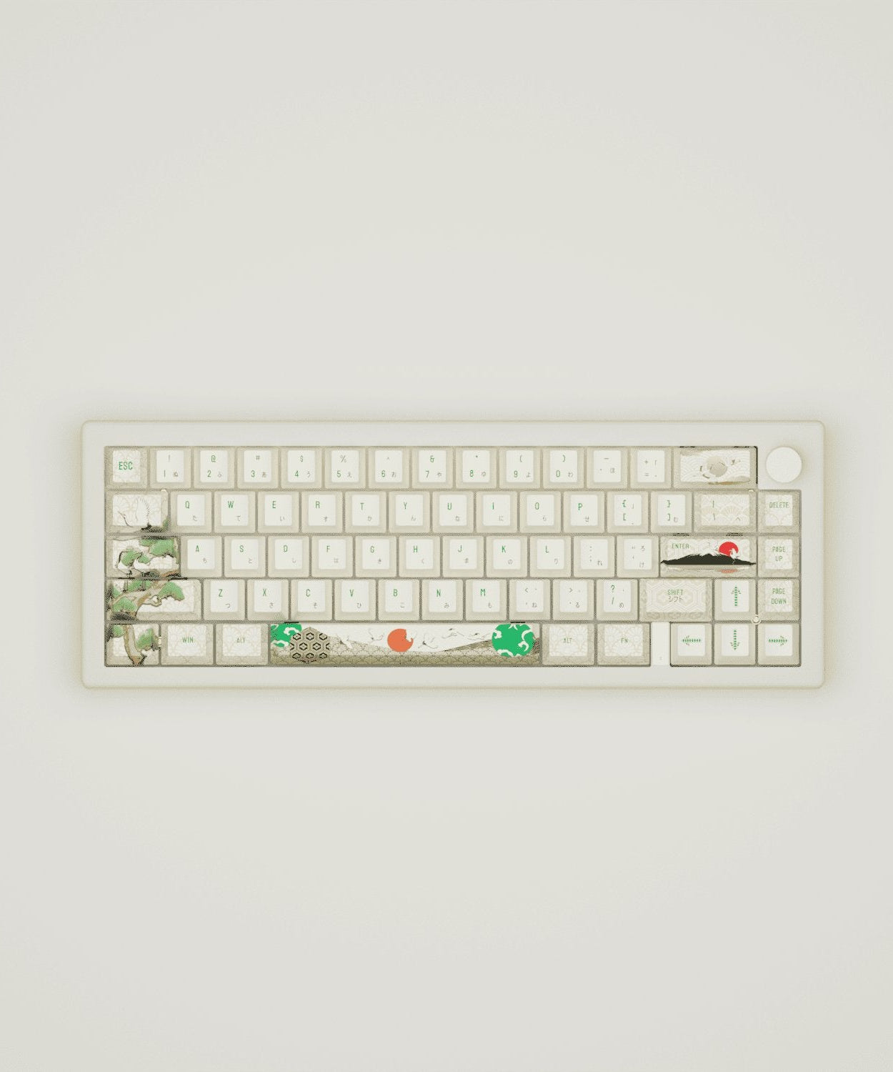 Japanese Crane Design Keycaps and Mechanical Keyboard