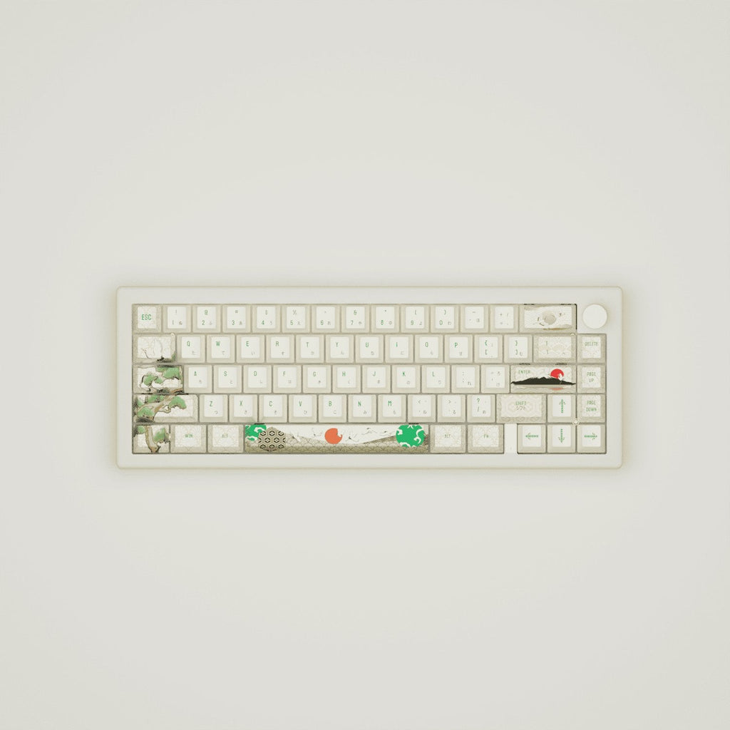 Japanese Crane Design Keycaps and Mechanical Keyboard