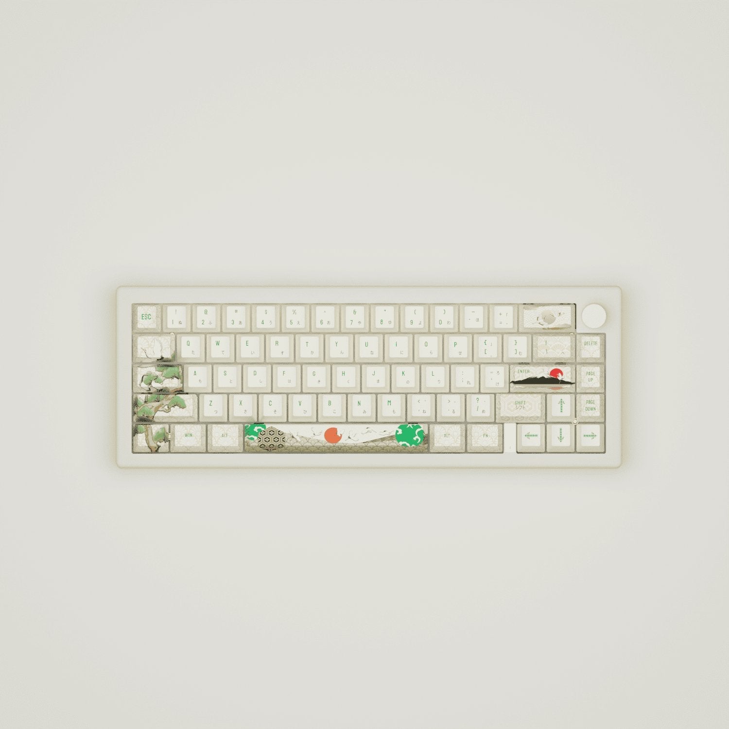 Japanese Crane Design Keycaps and Mechanical Keyboard