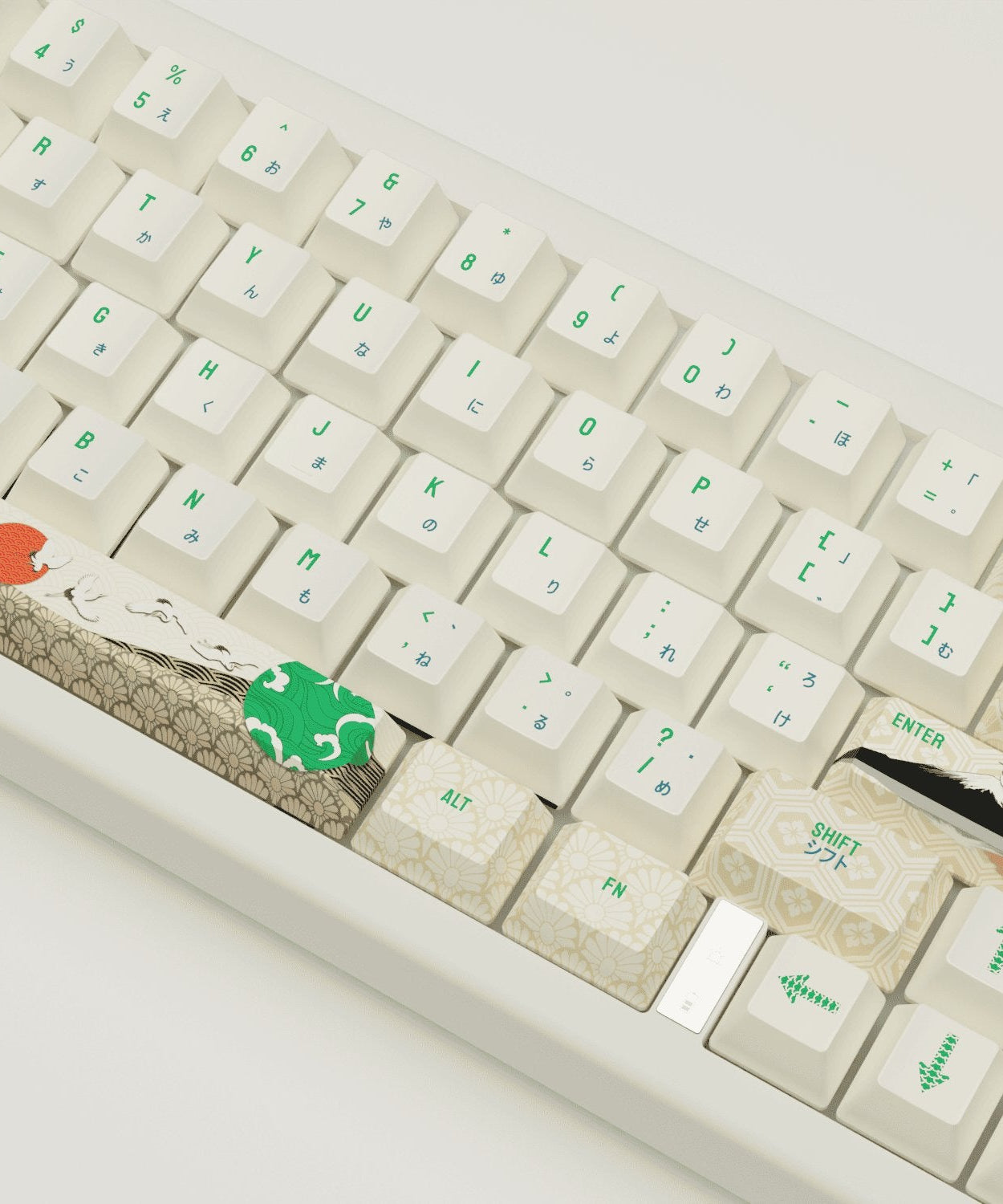 Japanese Crane Design Keycaps and Mechanical Keyboard
