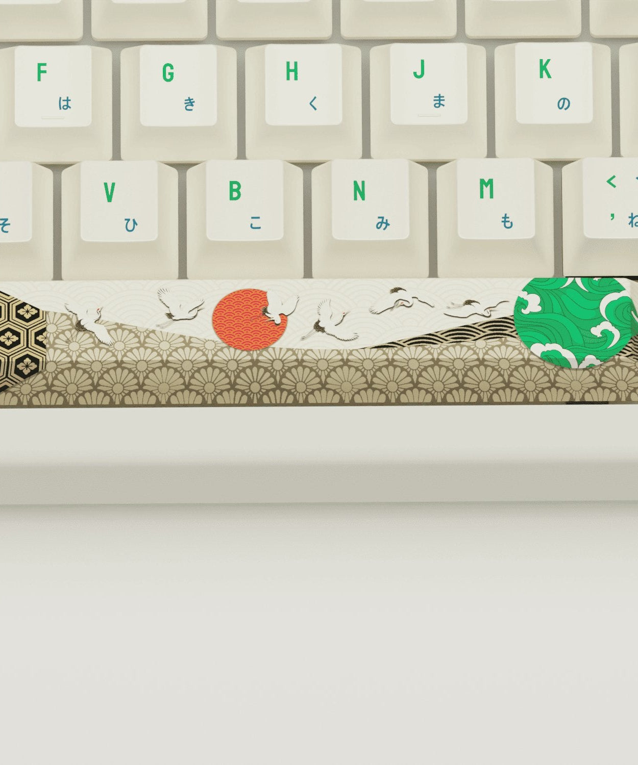 Japanese Crane Design Keycaps and Mechanical Keyboard