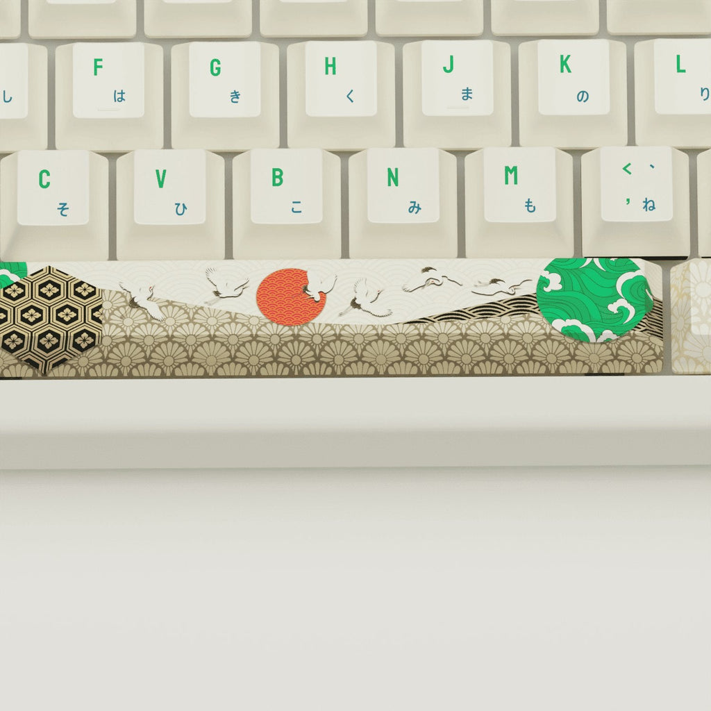 Japanese Crane Design Keycaps and Mechanical Keyboard