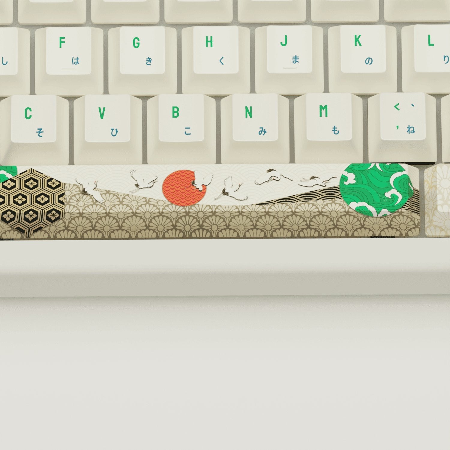 Japanese Crane Design Keycaps and Mechanical Keyboard