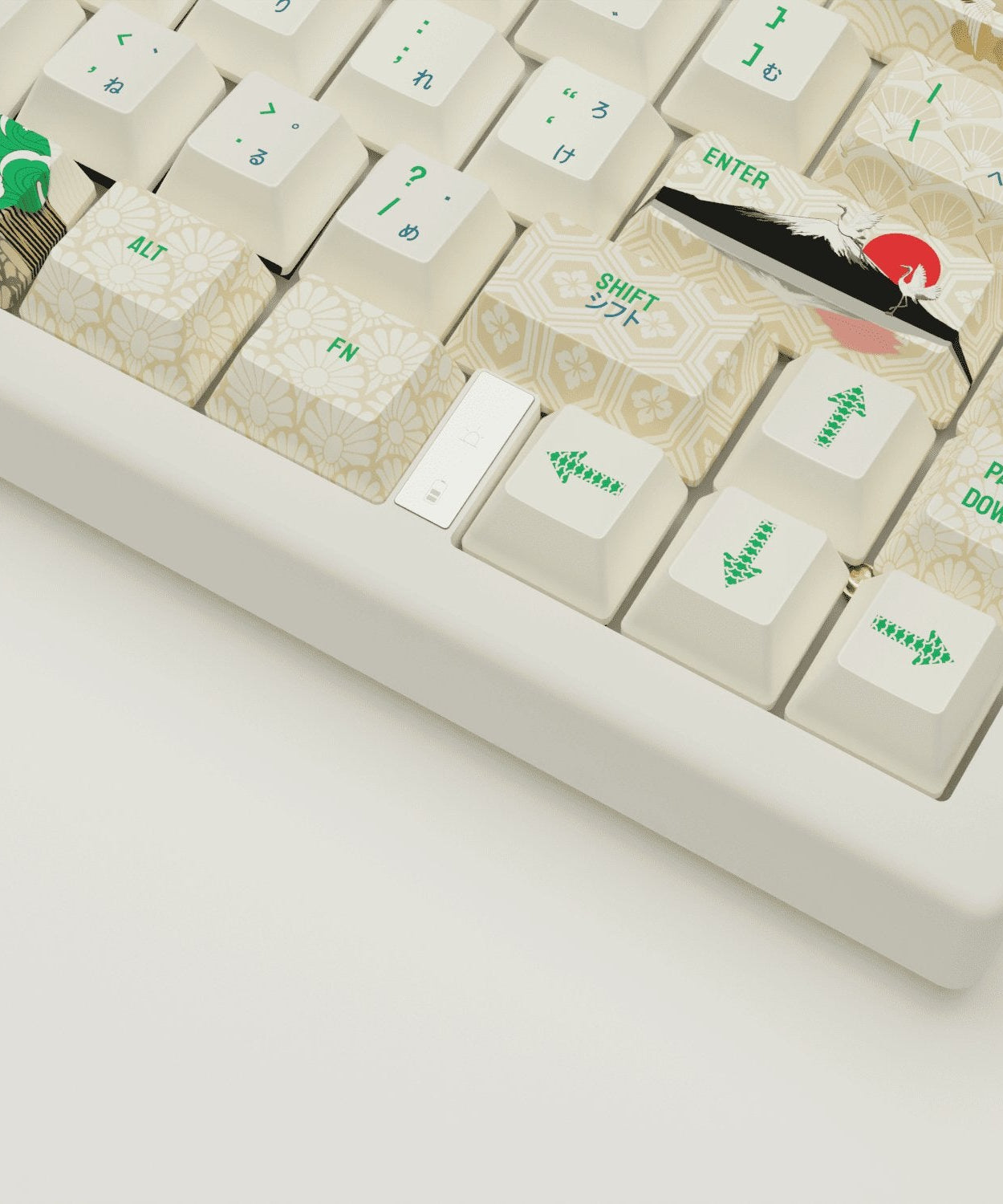 Japanese Crane Design Keycaps and Mechanical Keyboard