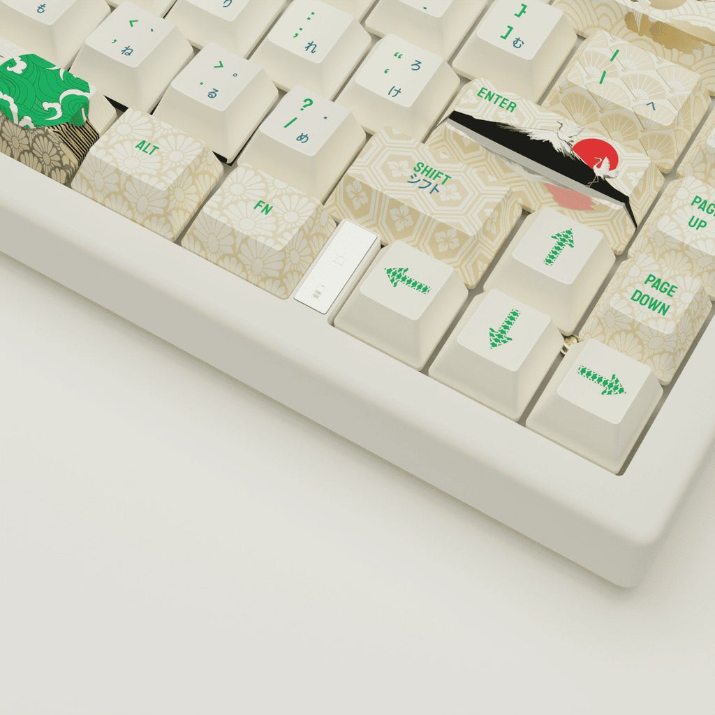 Japanese Crane Design Keycaps and Mechanical Keyboard