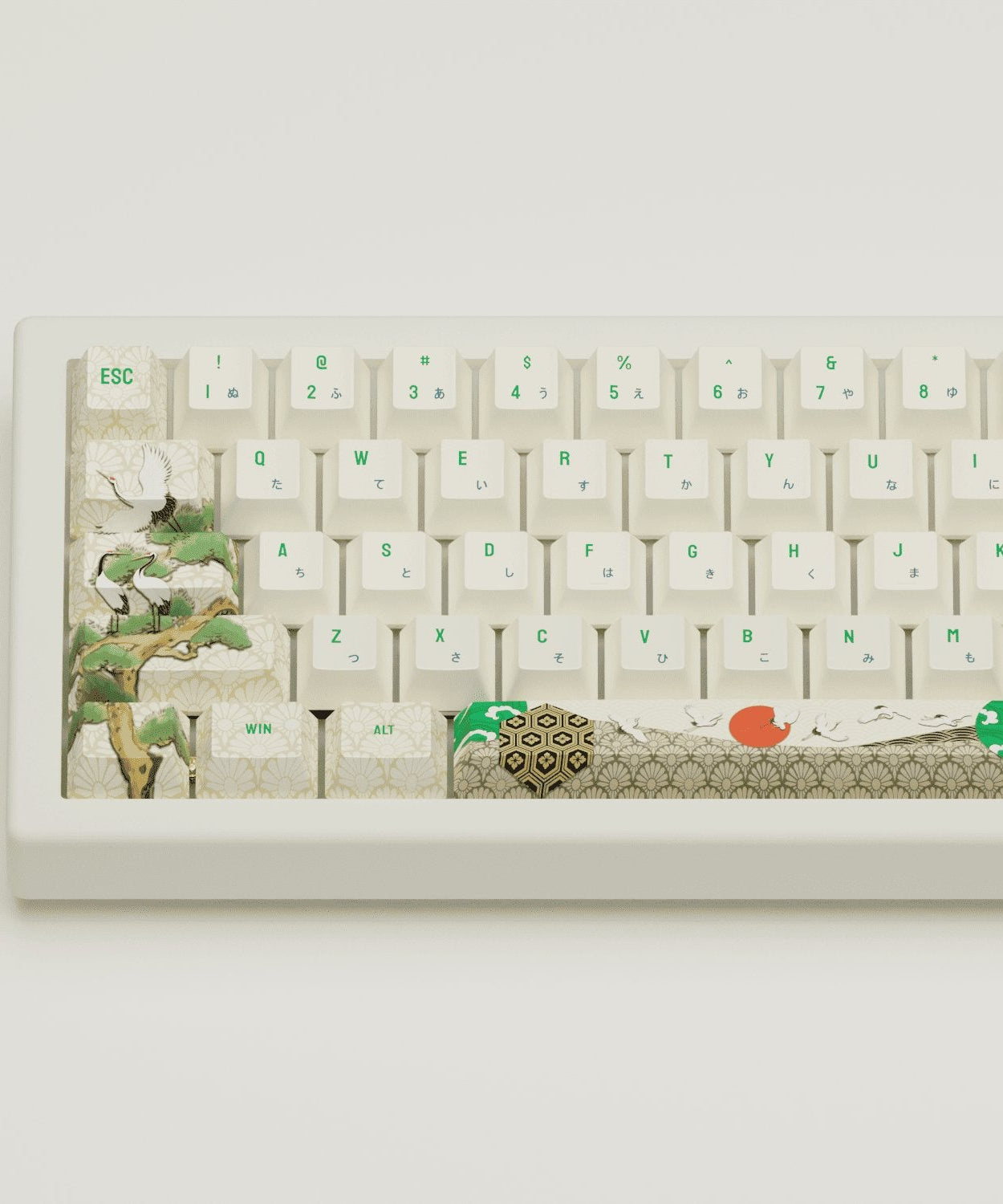 Japanese Crane Design Keycaps and Mechanical Keyboard