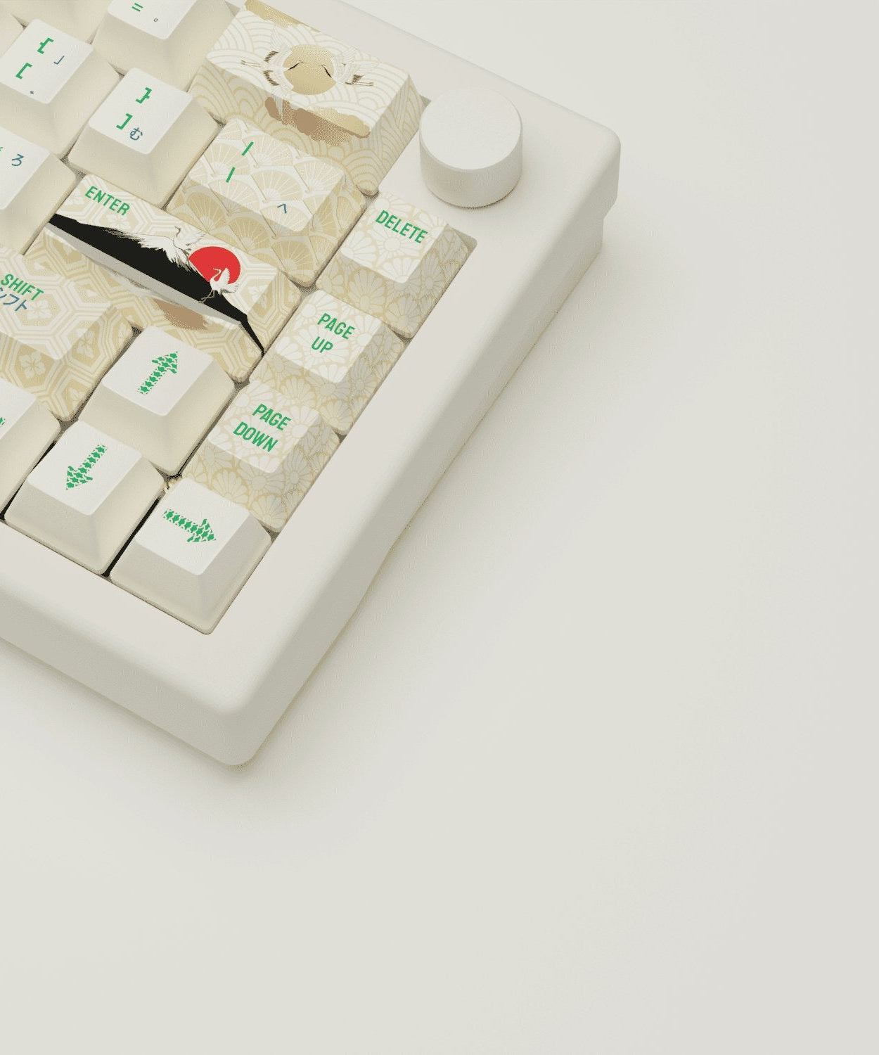 Japanese Crane Design Keycaps and Mechanical Keyboard