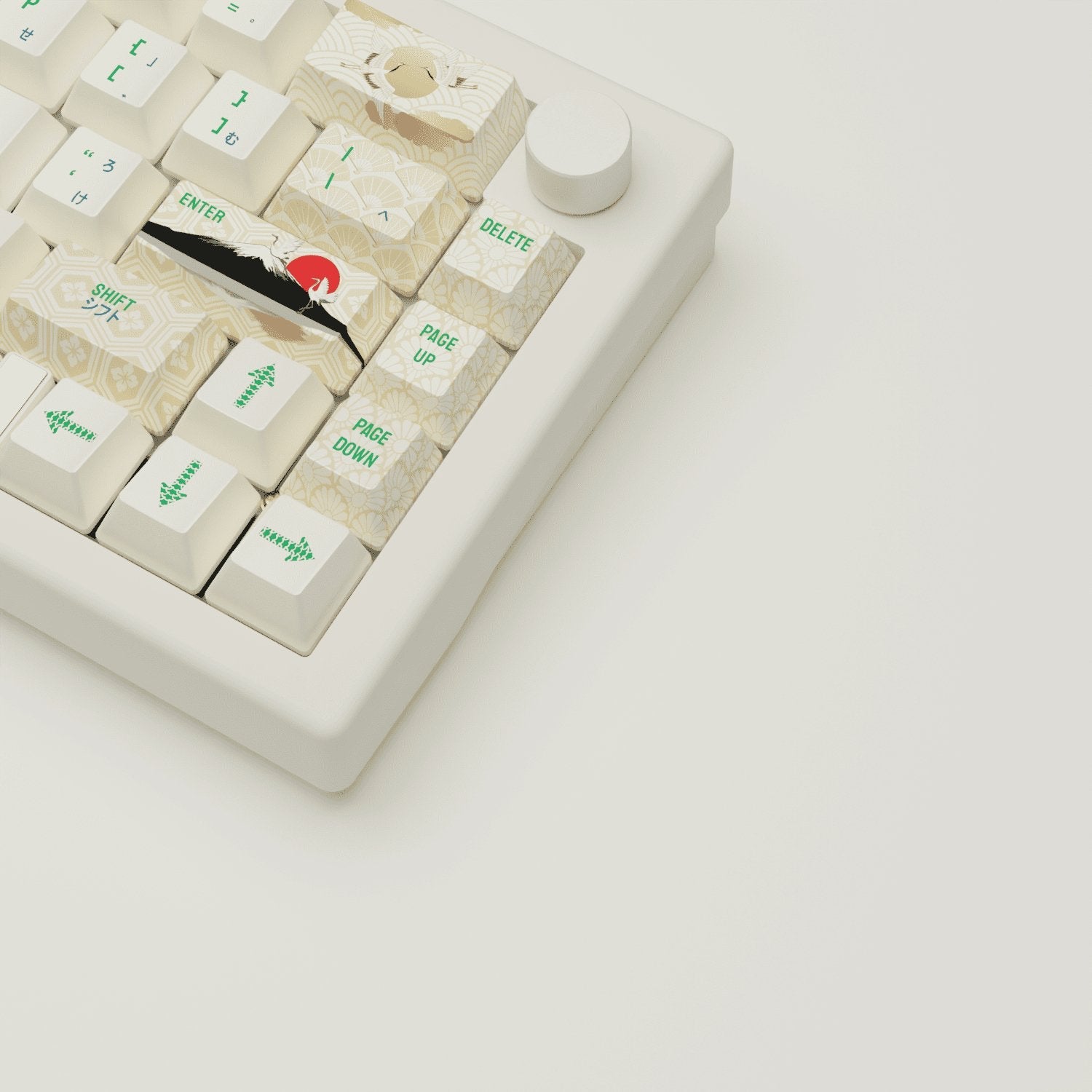 Japanese Crane Design Keycaps and Mechanical Keyboard