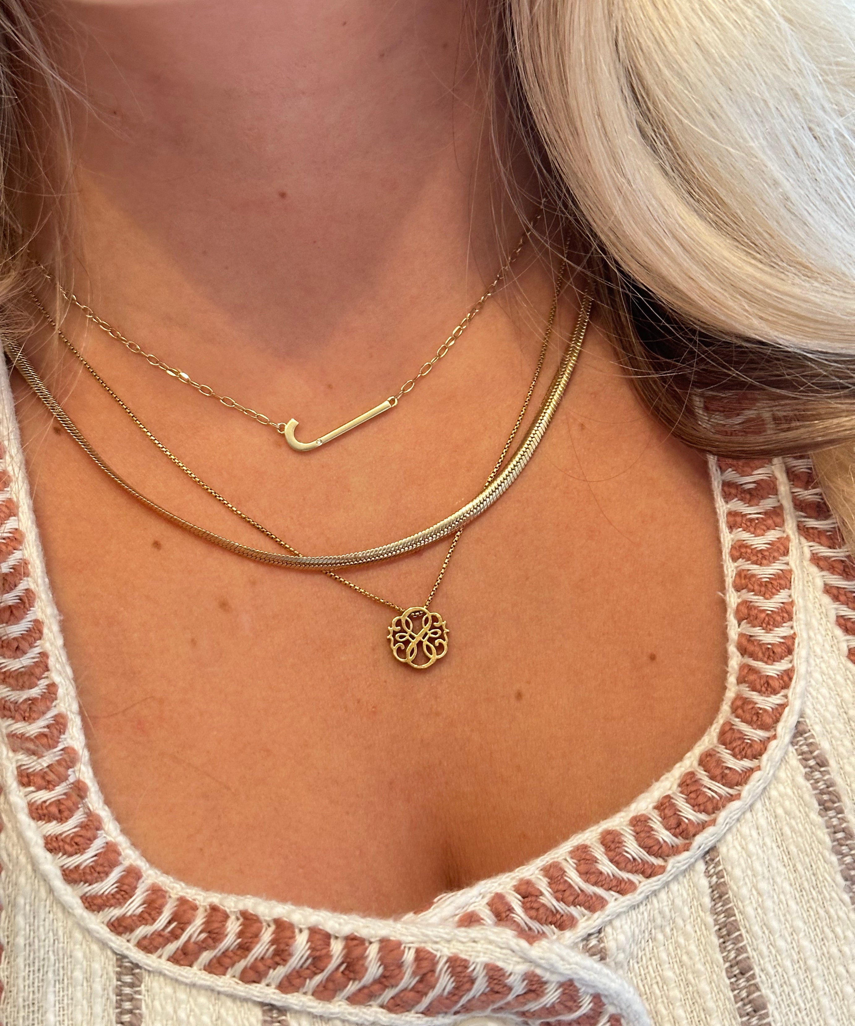Initial J Precious Elongated Necklace