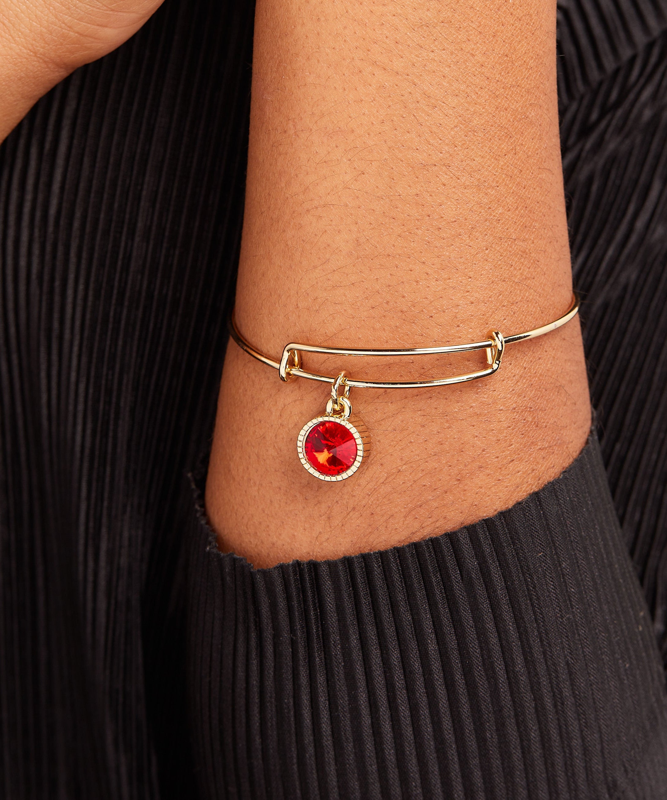 July Birthstone Charm Bangle, Ruby