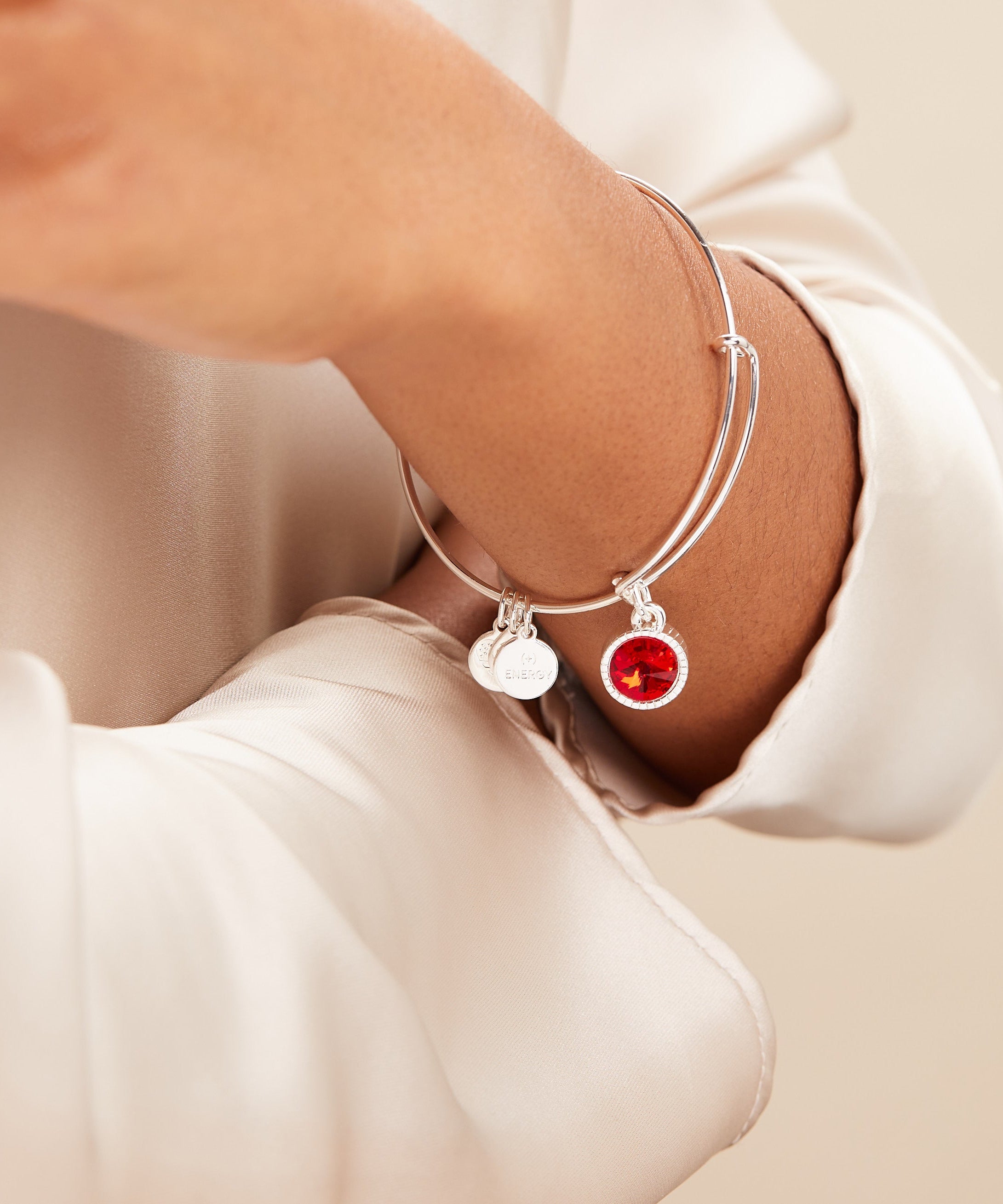 July Birthstone Charm Bangle, Ruby