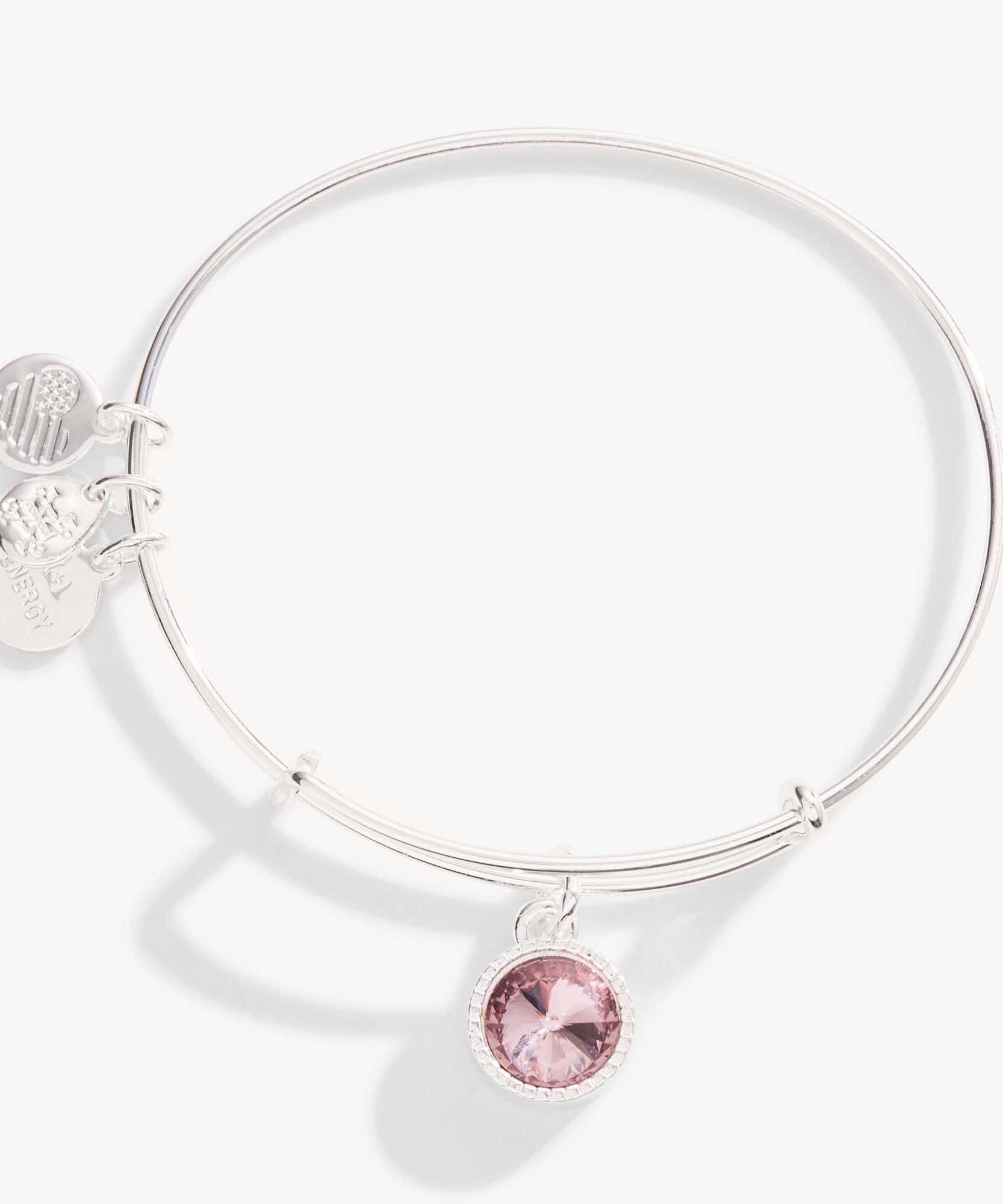 June Birthstone Charm Bangle, Light Amethyst