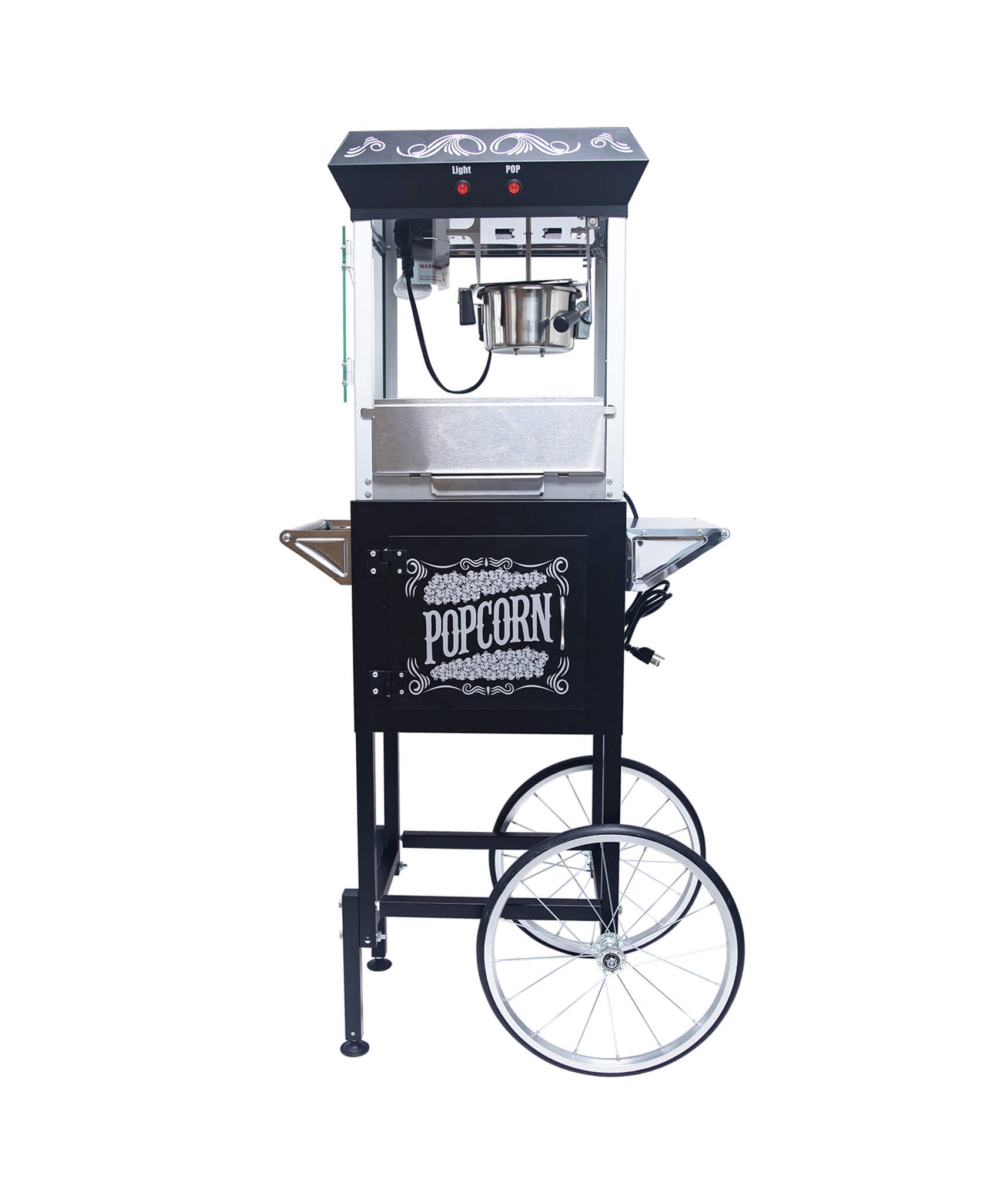 Kaitu 8OZ Stainless Steel Popcorn Machine With Cart, Heated Warming Deck And Old Maids Drawer, Black (SAK67426)