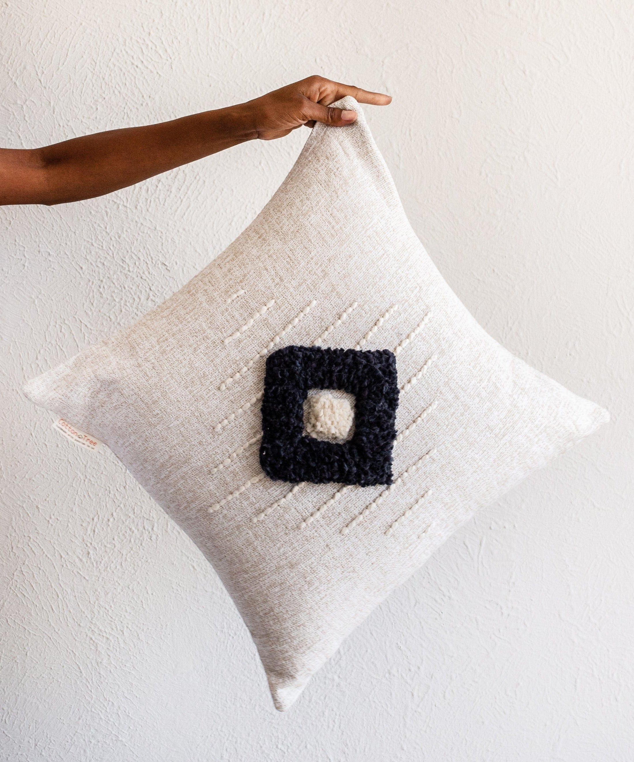 Khanya Throw Pillow in Grey and White